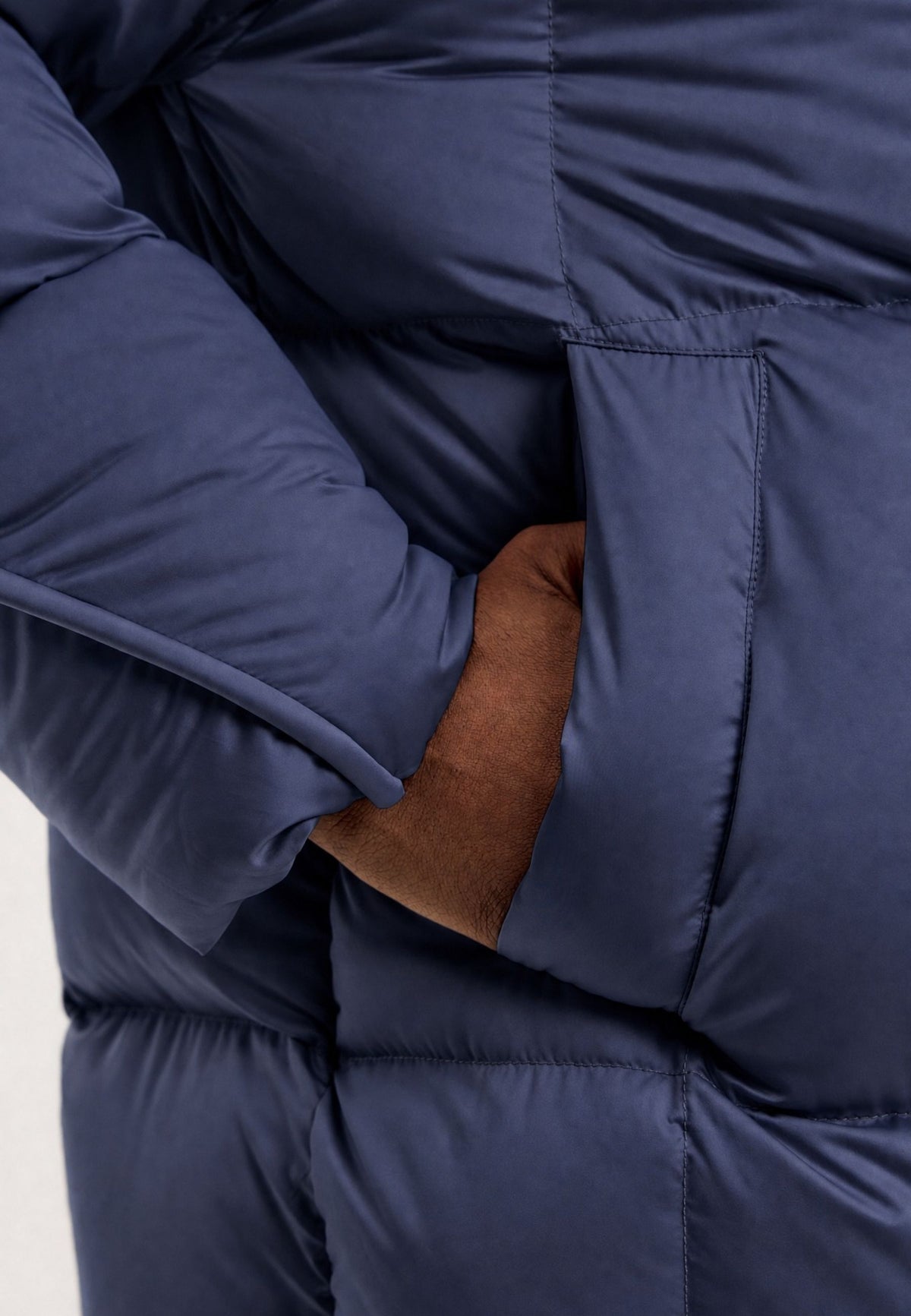 Oversize vatteret jakke med hætte – Blå