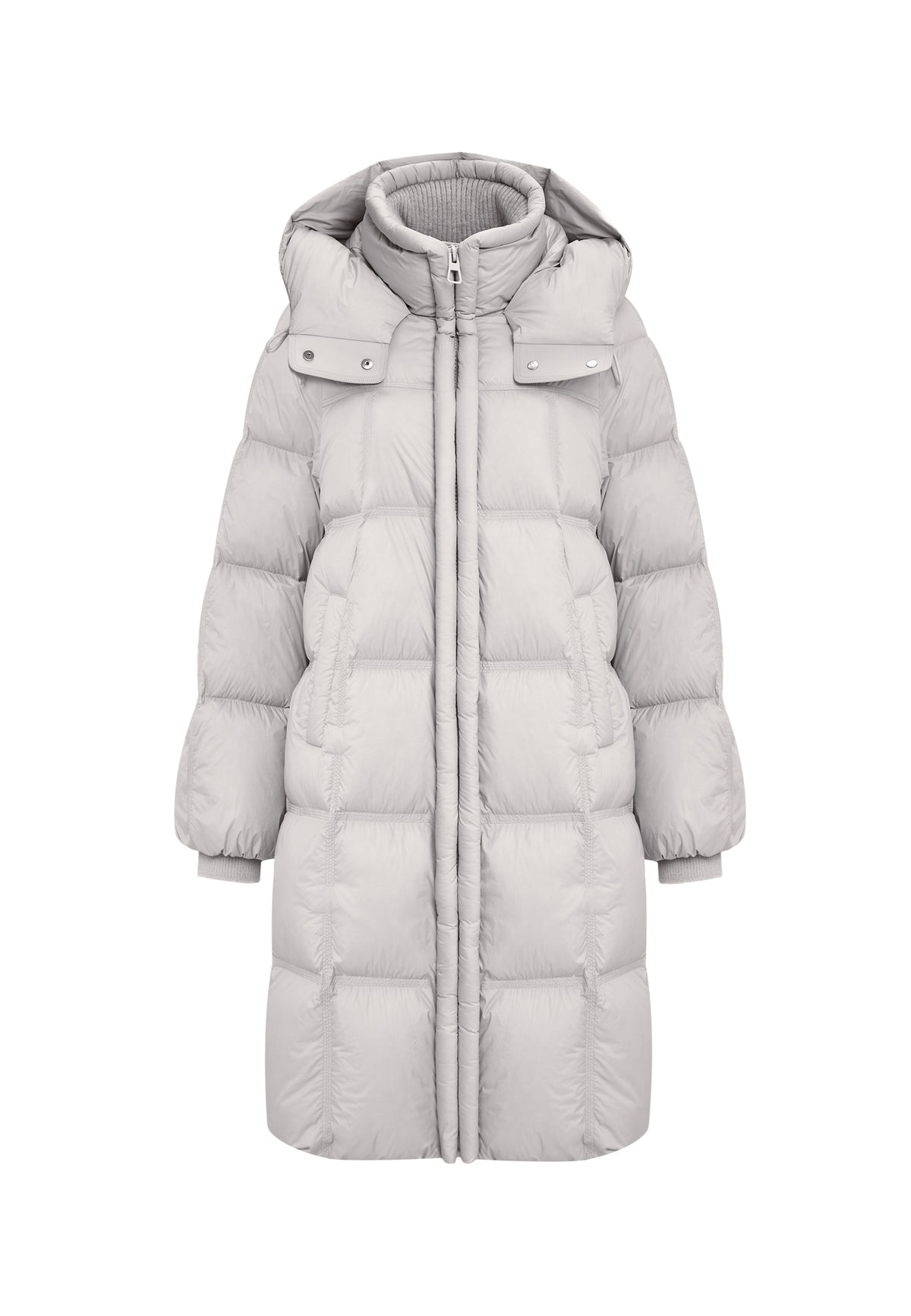 Long Quilted Down Puffer Coat - Grey