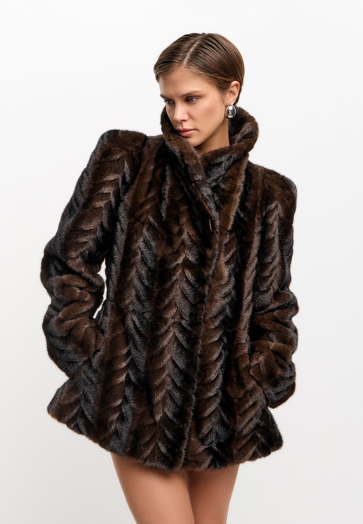 Jacke aus Kunstfell – Braun