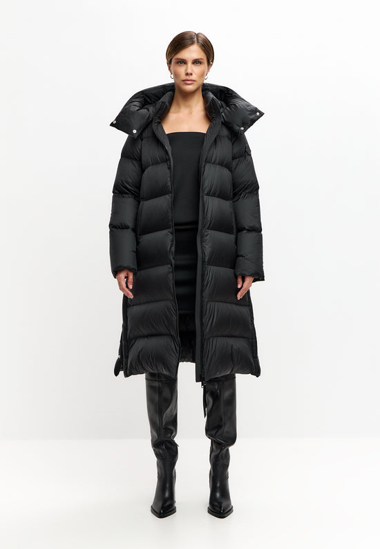 Long Oversized Hooded Down Puffer Coat