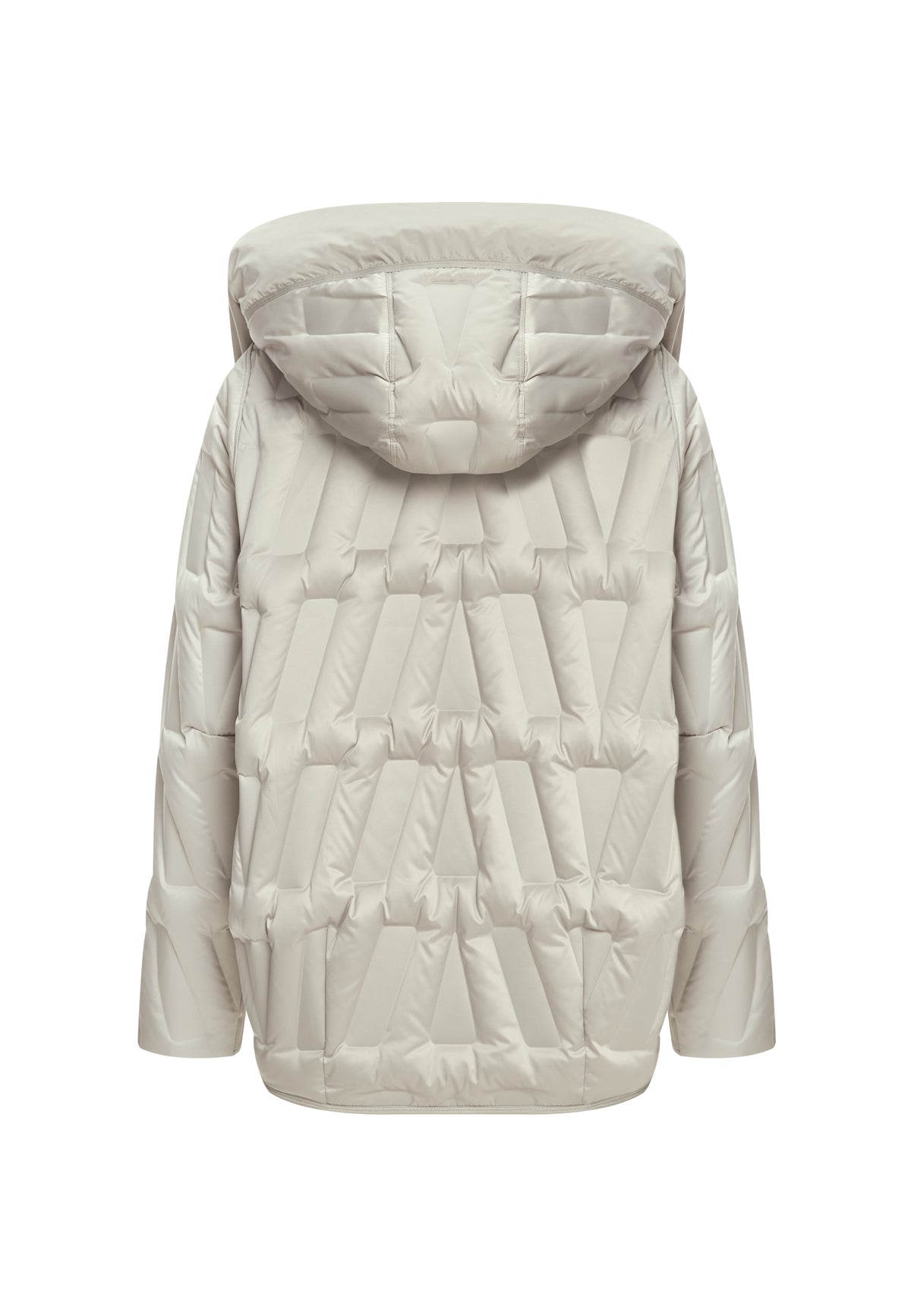 Chaqueta corta acolchada con capucha y diseño chevron – Beige