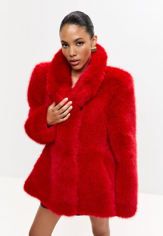 Veste en fausse fourrure – rouge