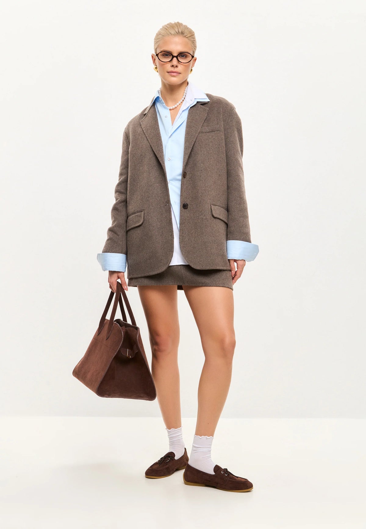 Suede Lace-Up Loafers - Brown