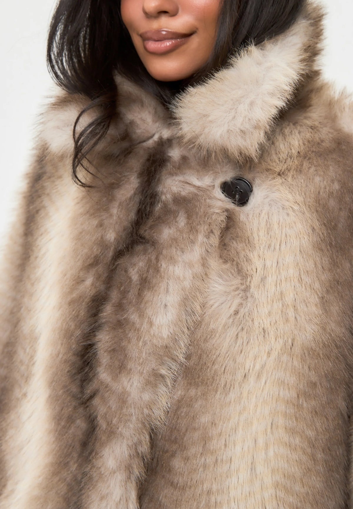 Luxurious Faux Fur Coat Natalie  - Brown
