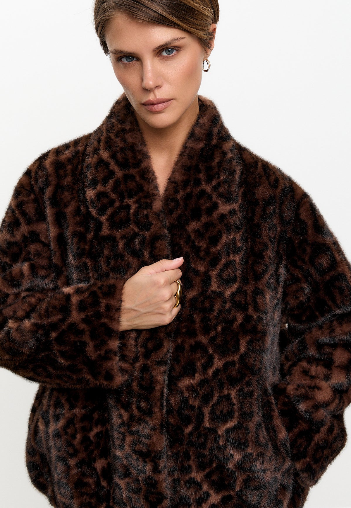 Giacca Halo in pelliccia sintetica – Leopardo