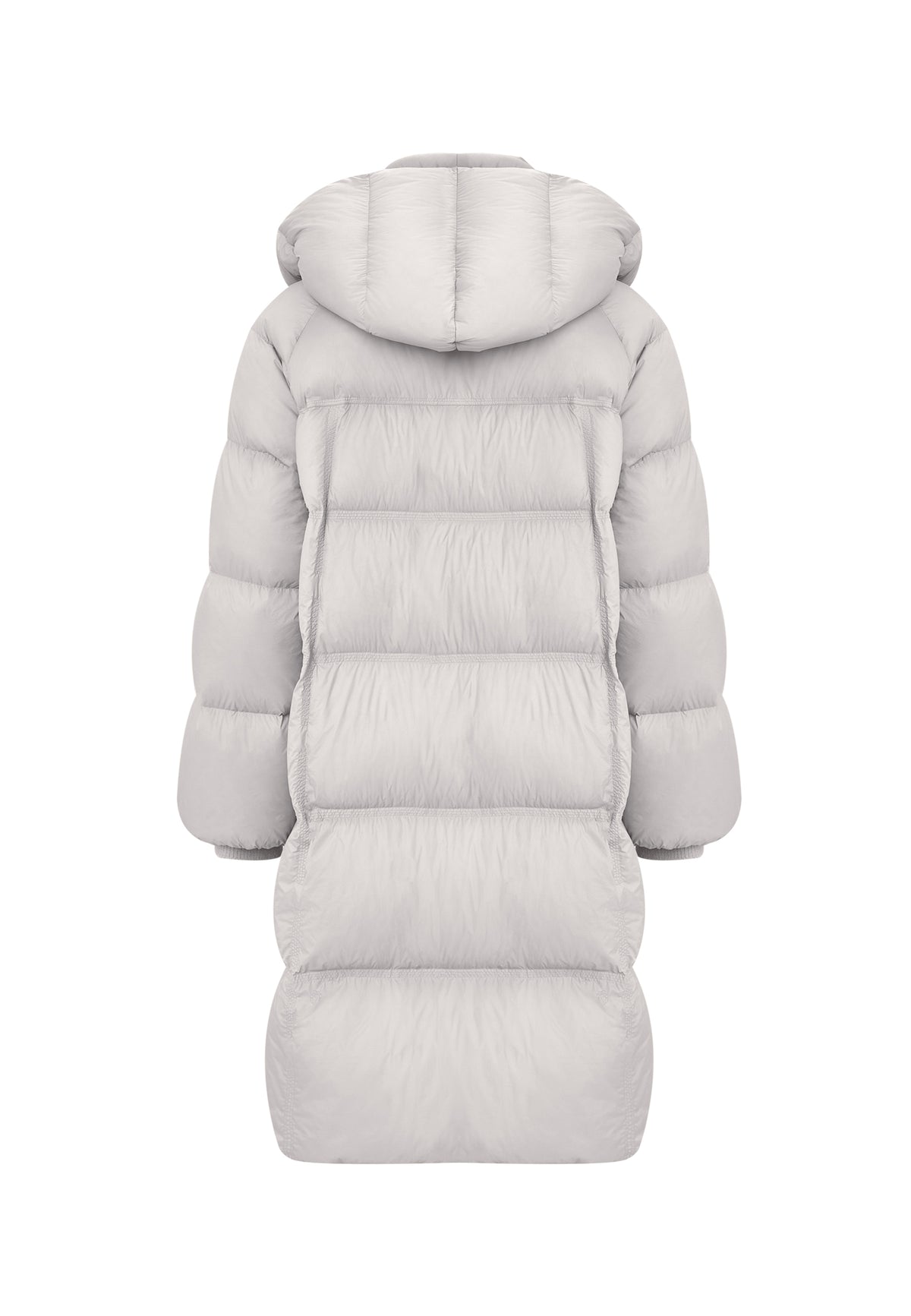 Long Quilted Down Puffer Coat - Grey
