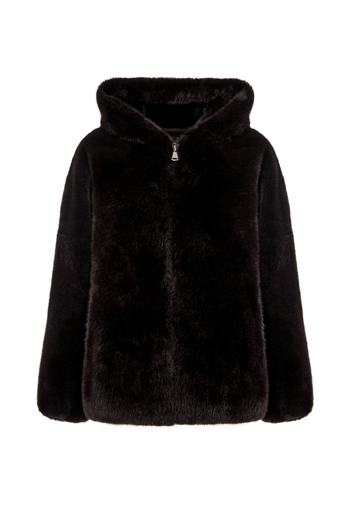 Veste à capuche en fausse fourrure Reyna – Chocolat