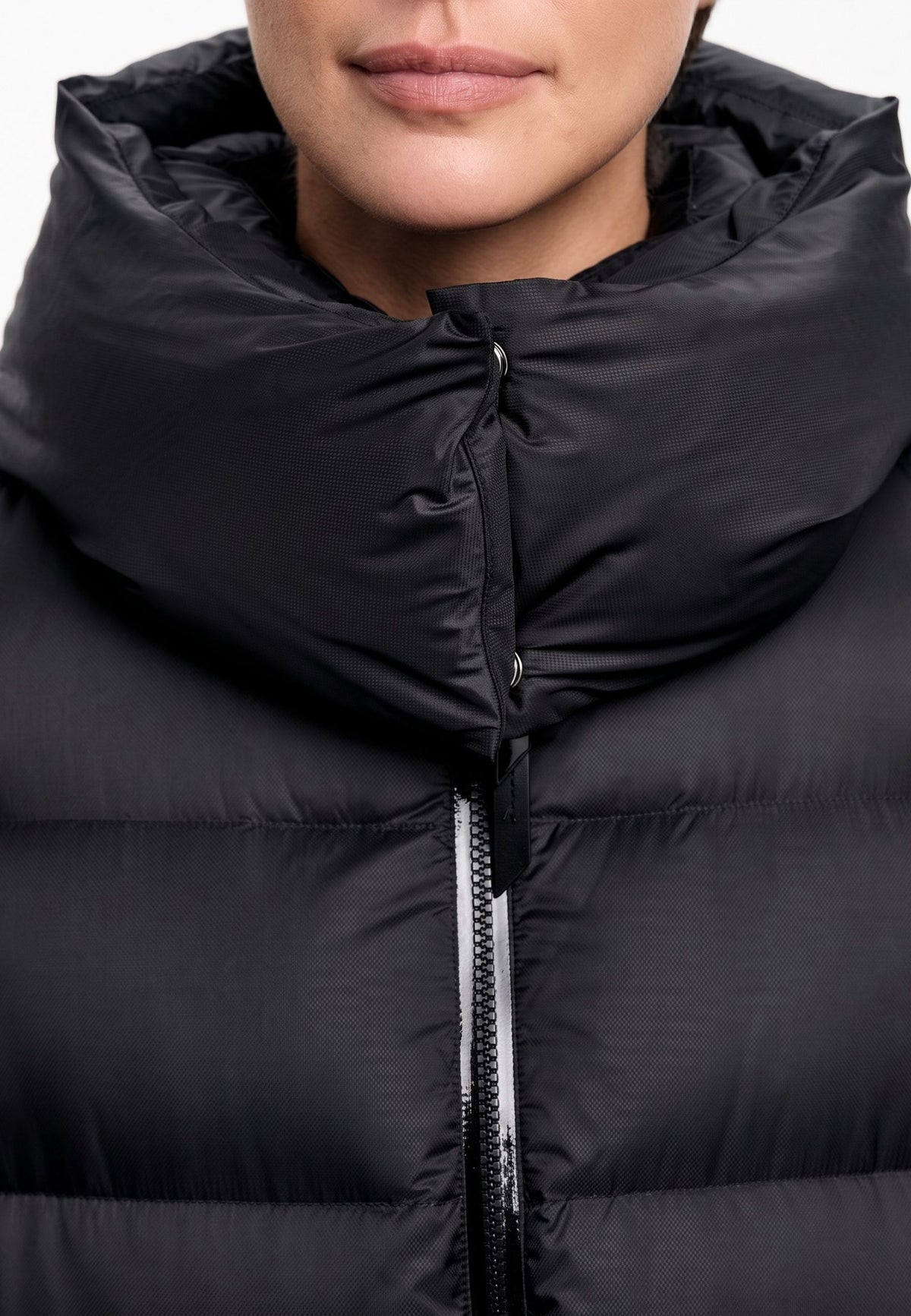 Oversized Hooded Down Puffer Jacket - Black