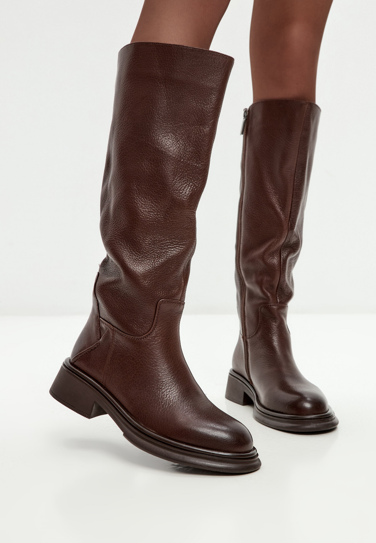 Sculpted Silhouette Riding Boot - Brown