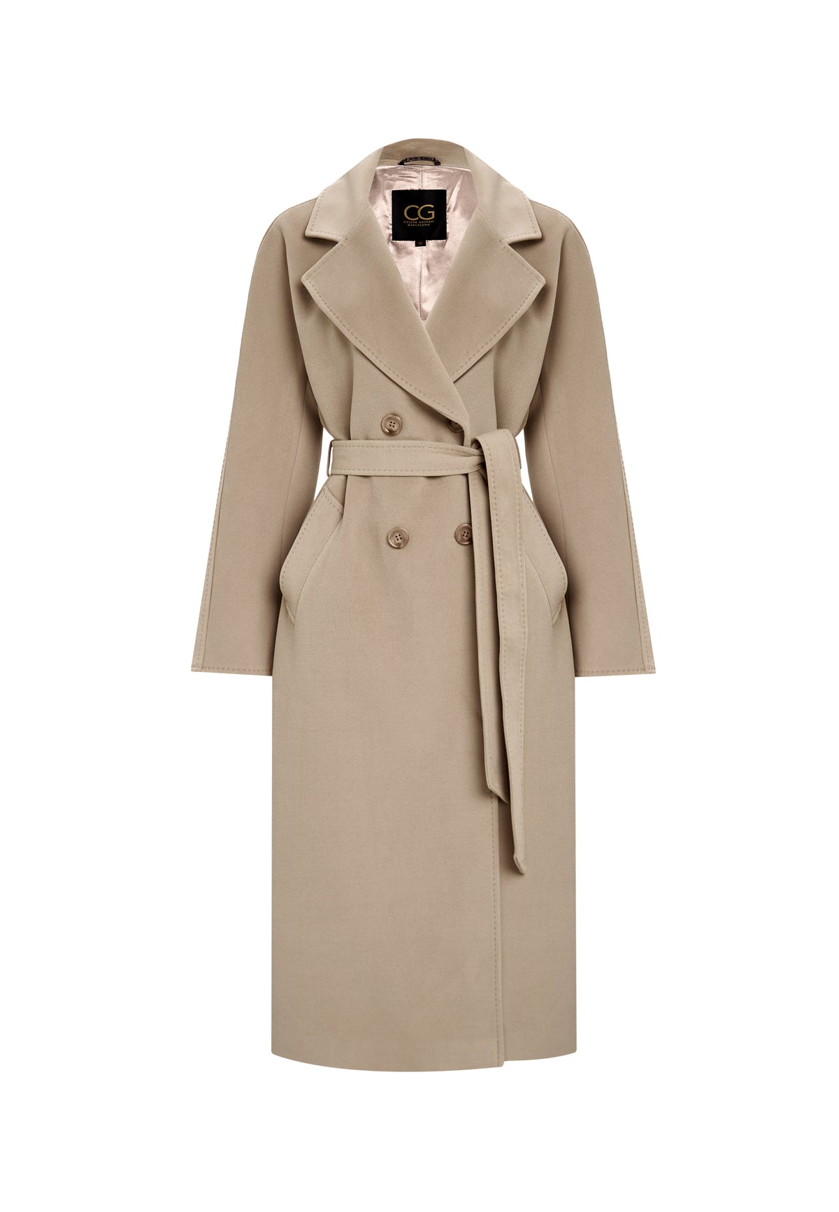 Belted Double-Breasted Coat - Milky