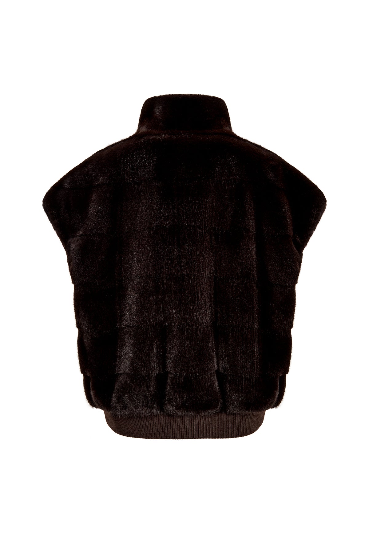 Faux Fur Zip-Up Vest - Chocolate