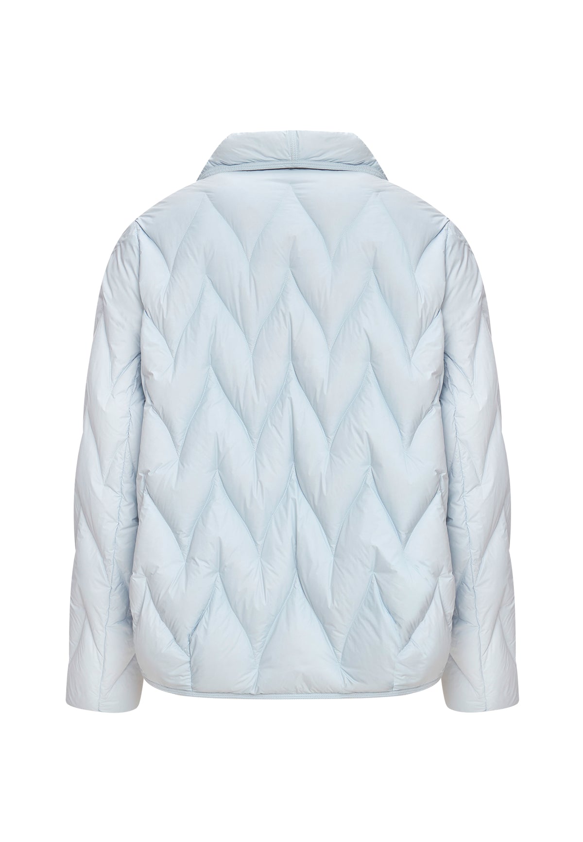 Chevron Quilted Cropped Down Jacket - Light blue