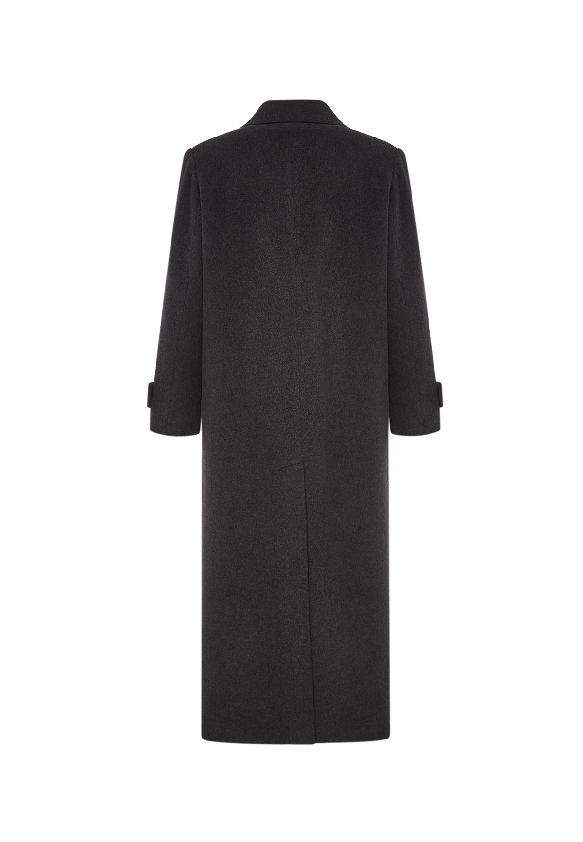 Double Breasted Wool Blend Coat - Graphite