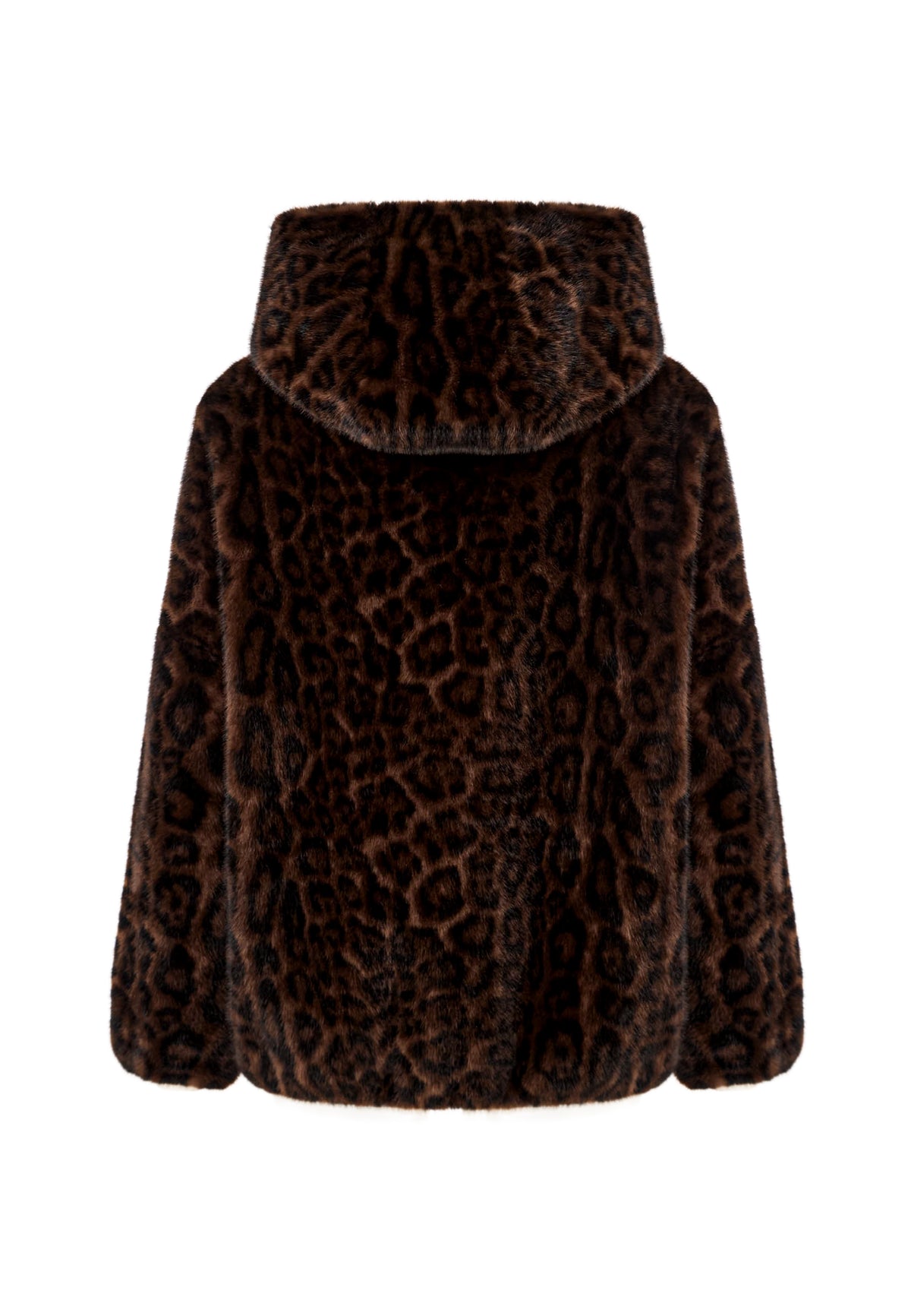 Veste à capuche élégante en fausse fourrure Reyna – Léopard