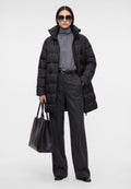 Hooded Mid-Length Down Puffer Coat - Black