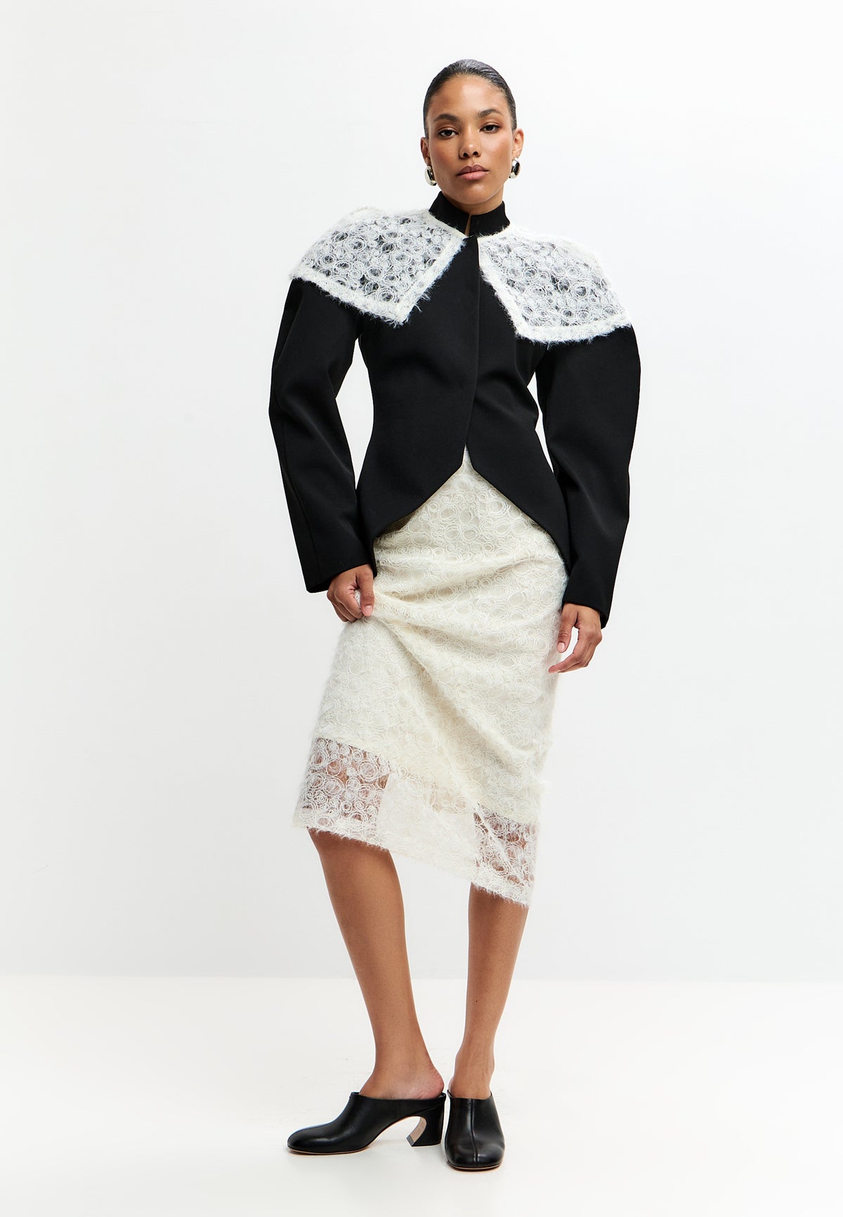 Escarpins mules en cuir – Noir