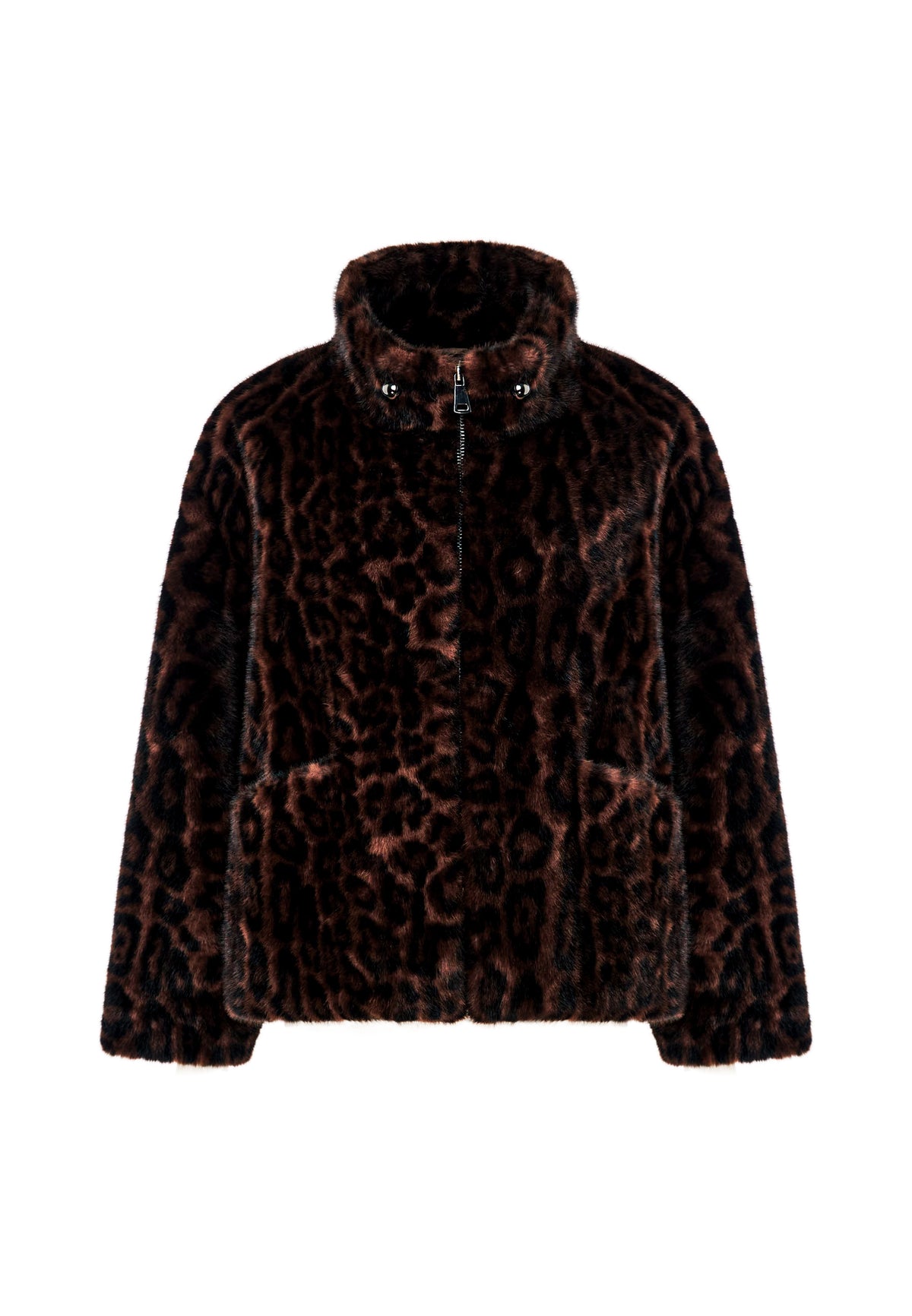 Jacke aus Veloursimitat mit Reißverschluss – Leopard