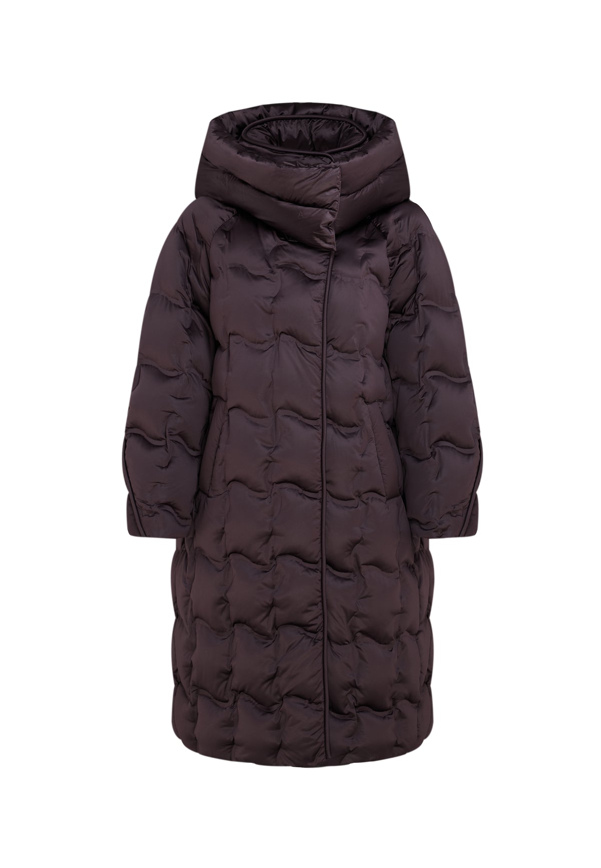 Manteau long matelassé à capuche – Violet