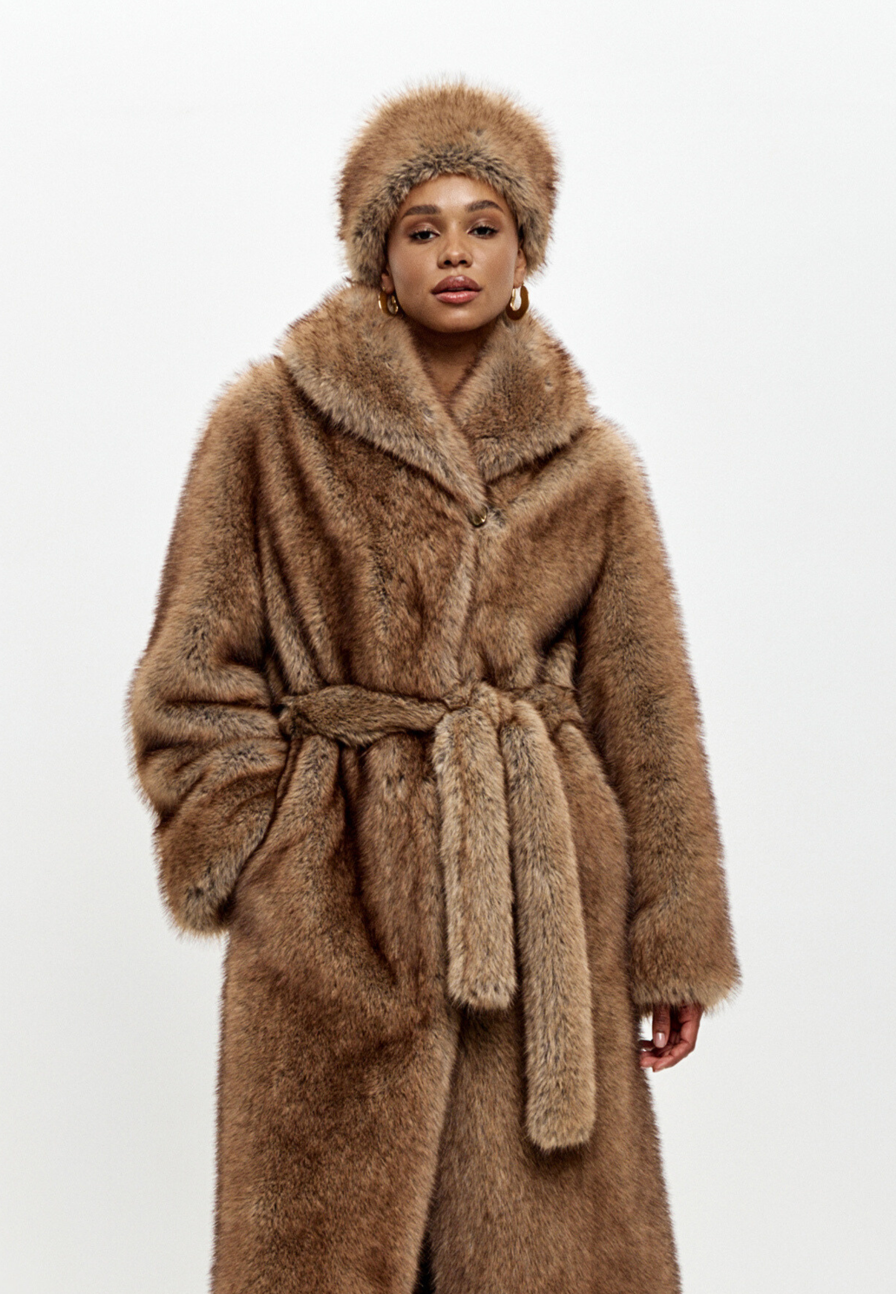 Faux Fur Hat – Brown