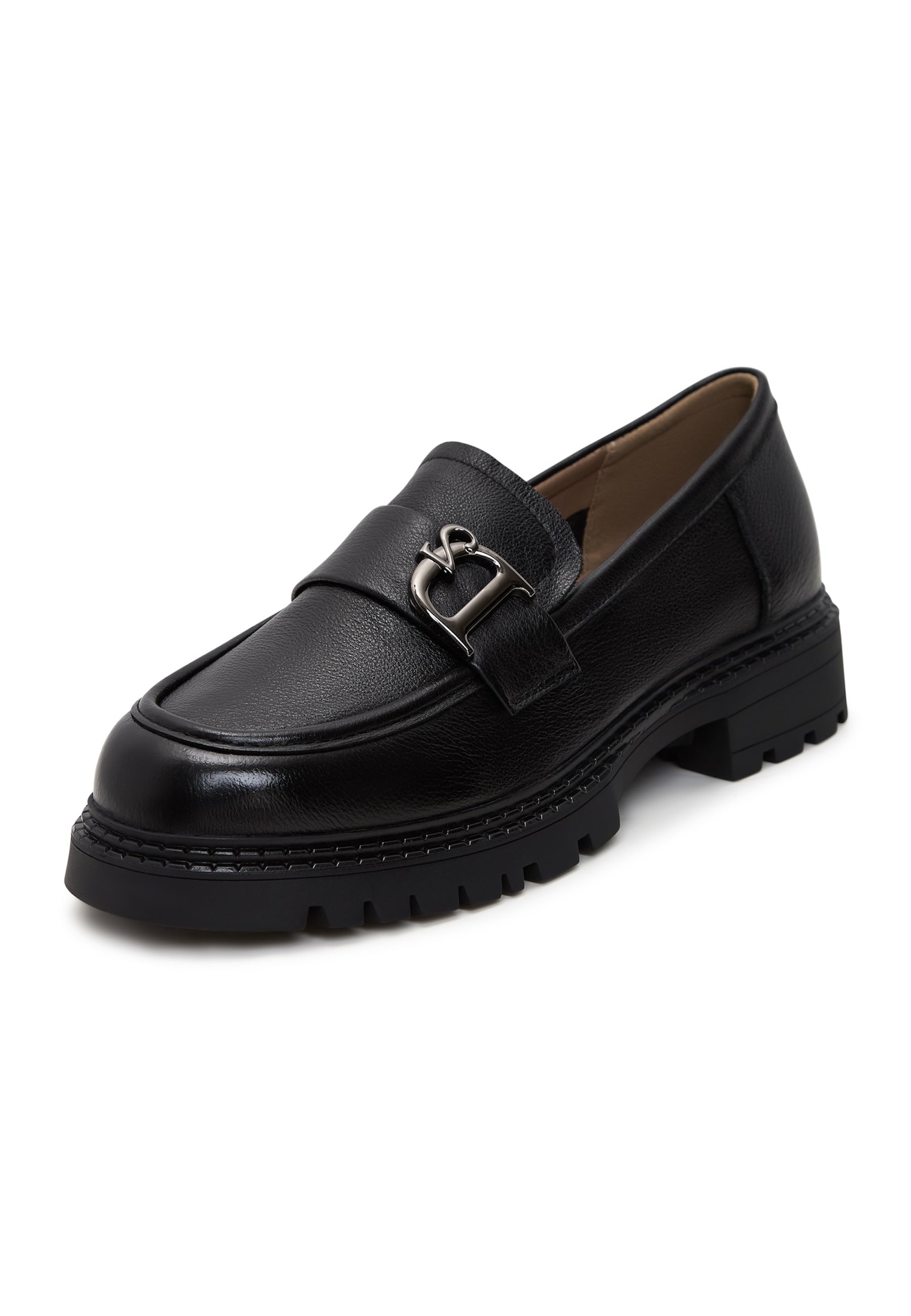 Leather Block Heeled Loafers