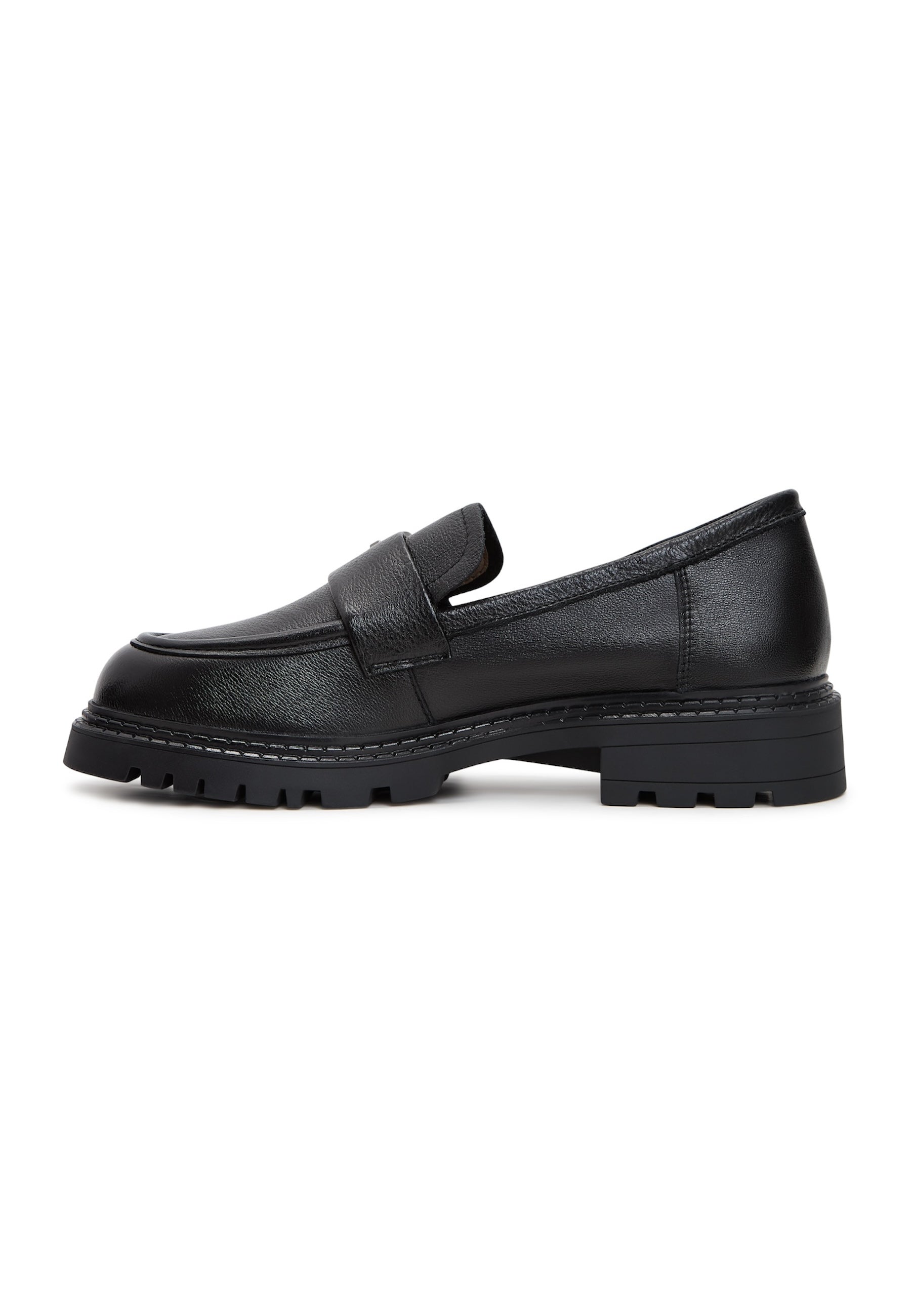 Leather Block Heeled Loafers