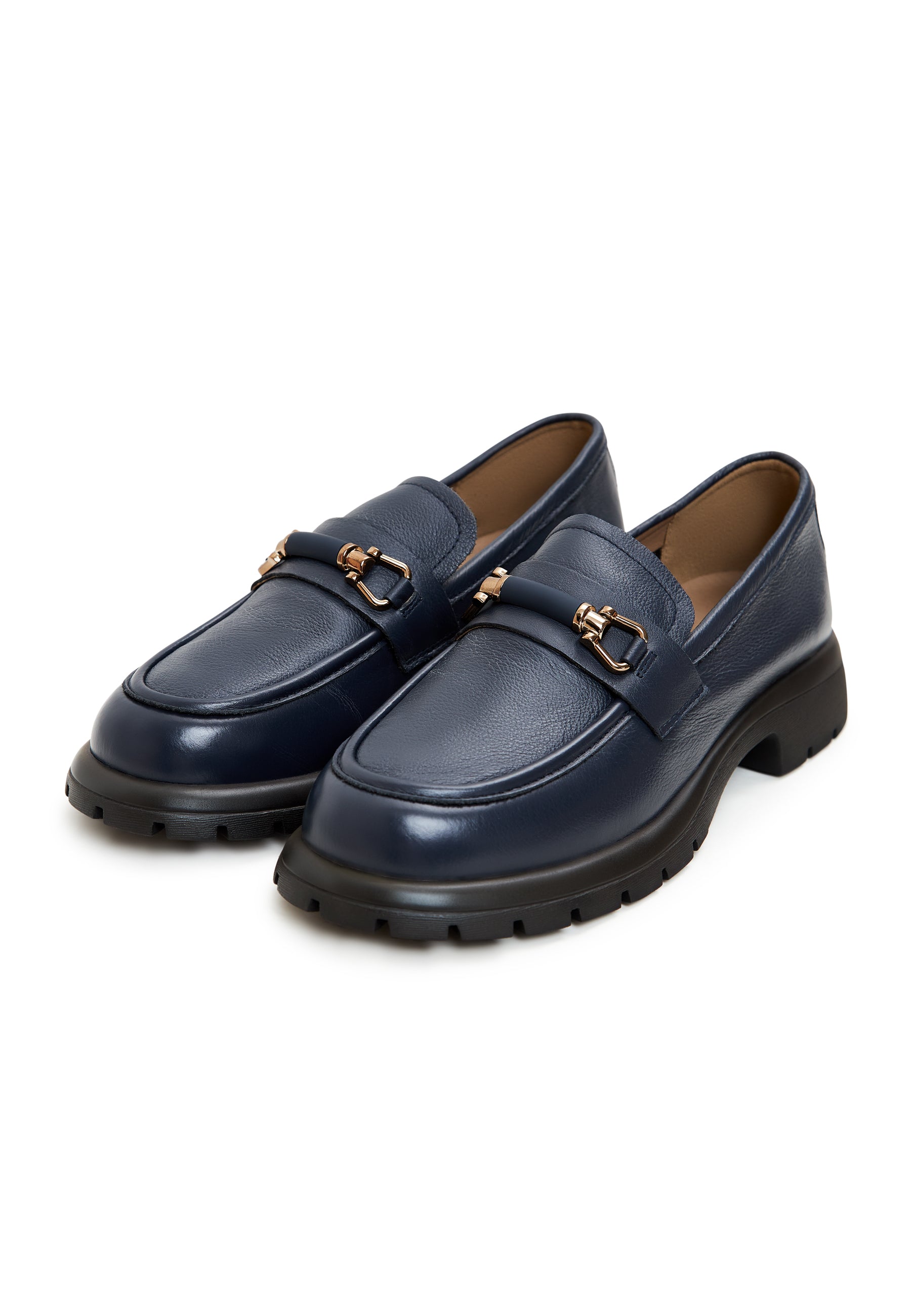 Leather Platform Loafers - Blue