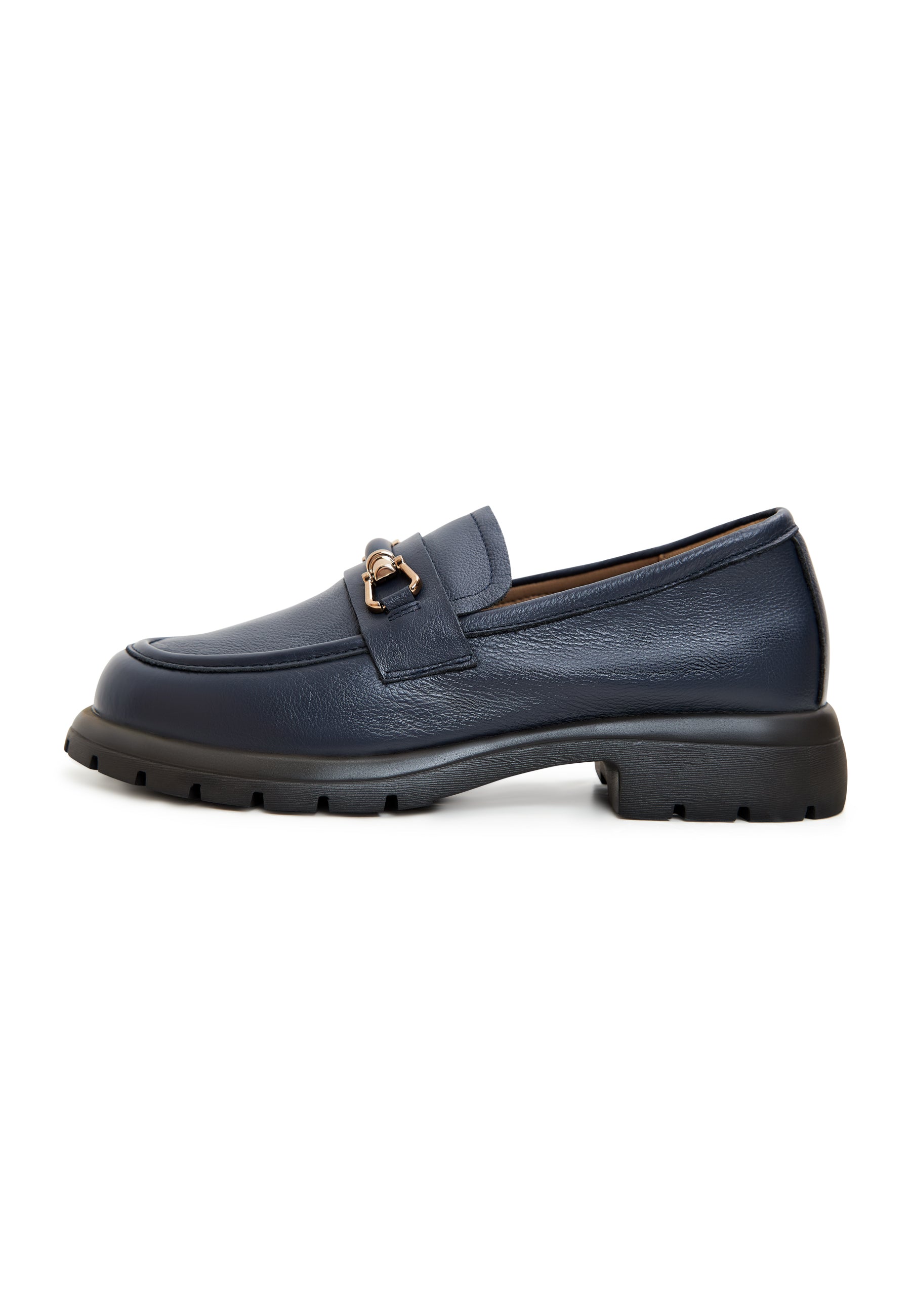 Leather Platform Loafers - Blue