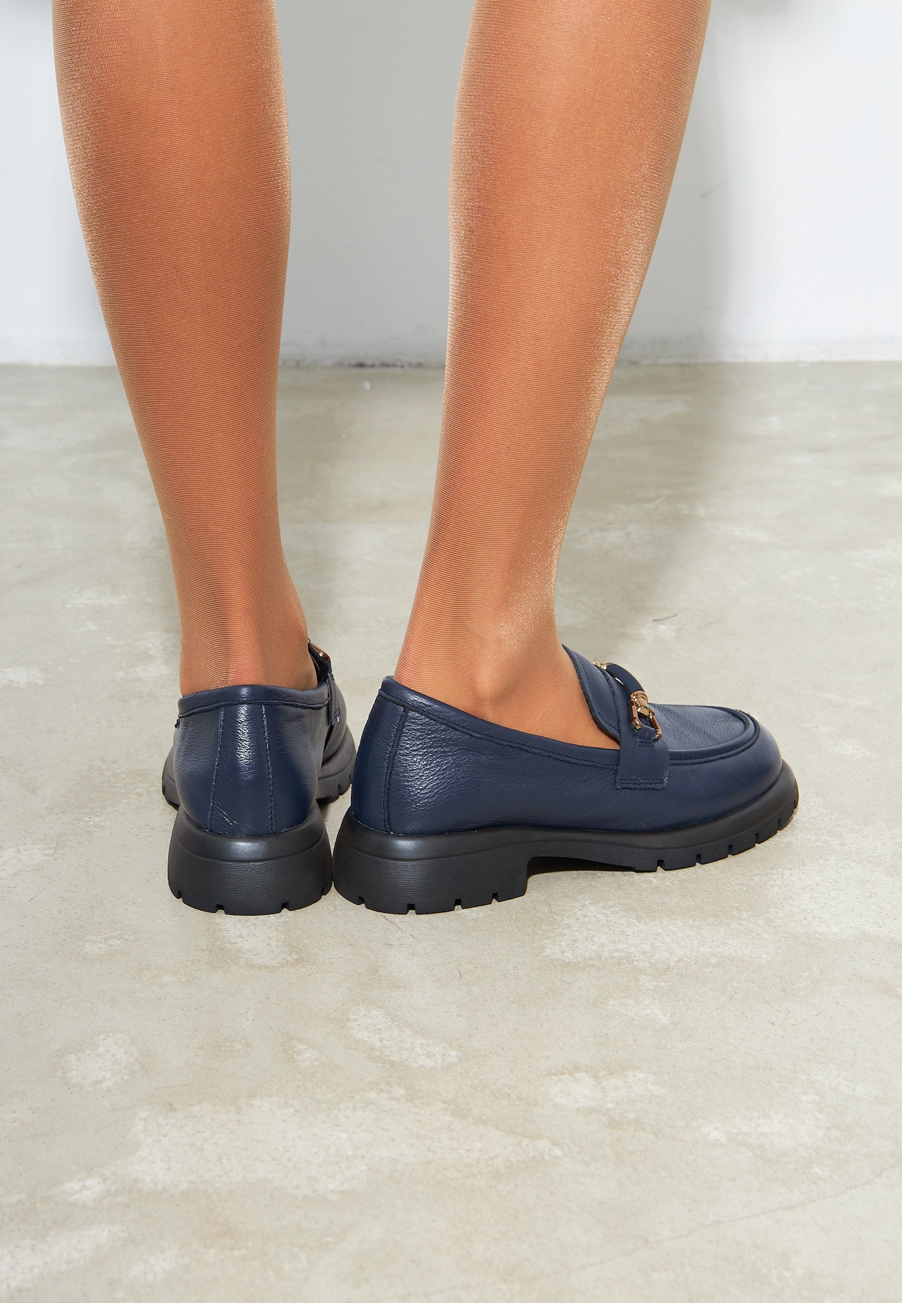 Leather Platform Loafers - Blue