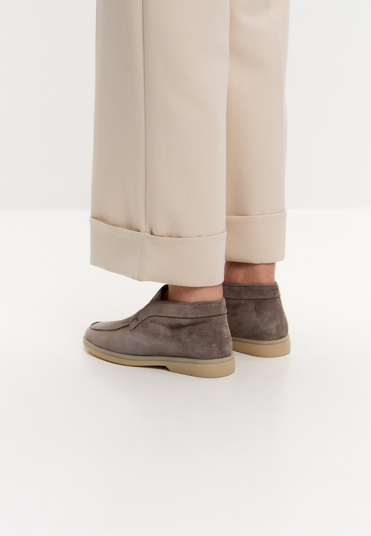 Wool Step High Loafer aus Wolle – Dunkelbeige