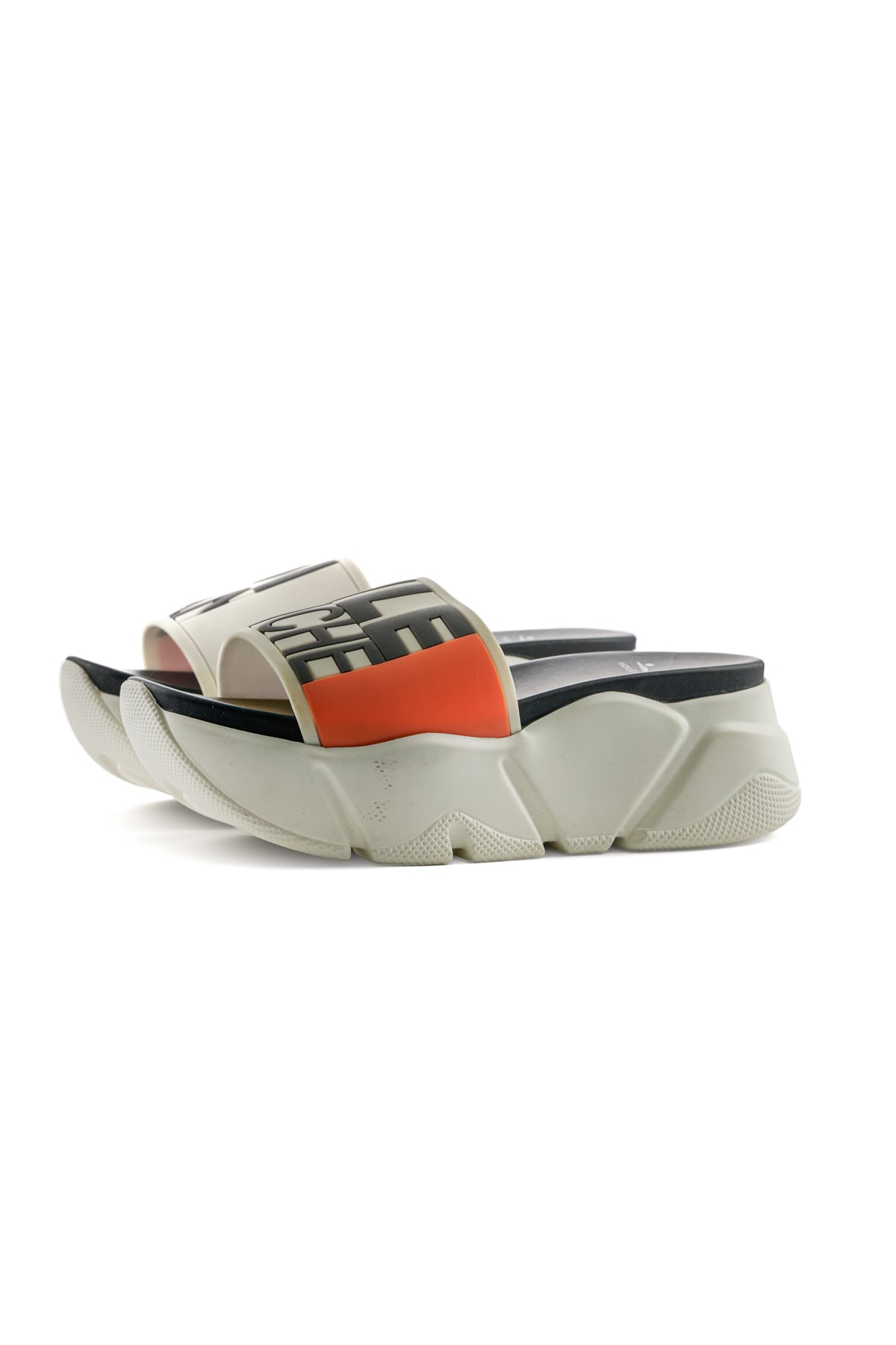 Leather Platform Slide Sandals – White