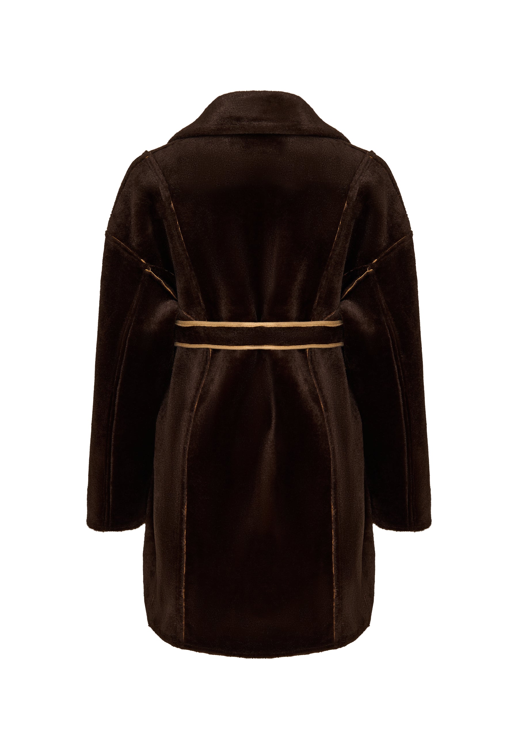 Faux Reversible Shearling Coat with Belt