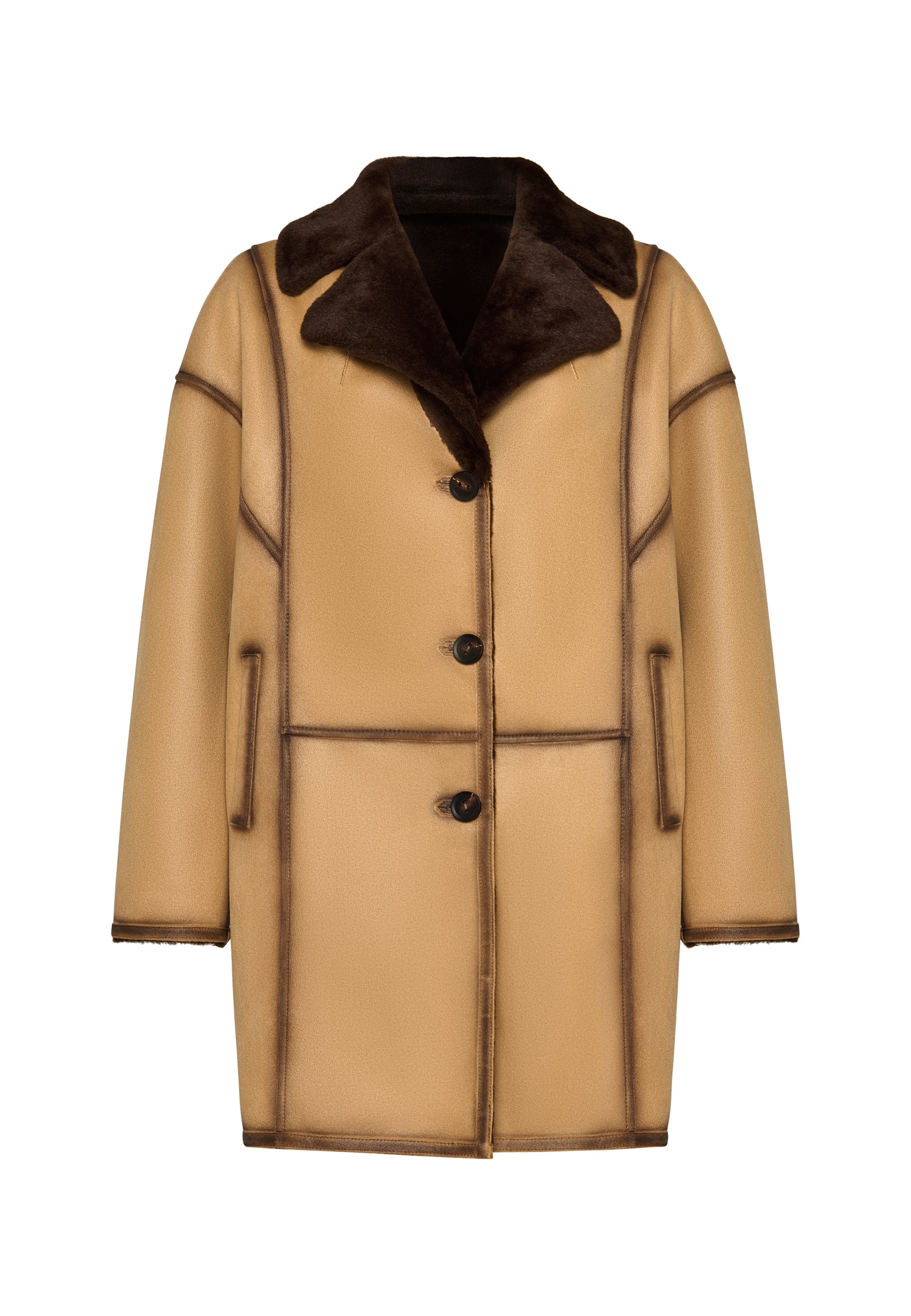 Faux Reversible Shearling Coat with Belt