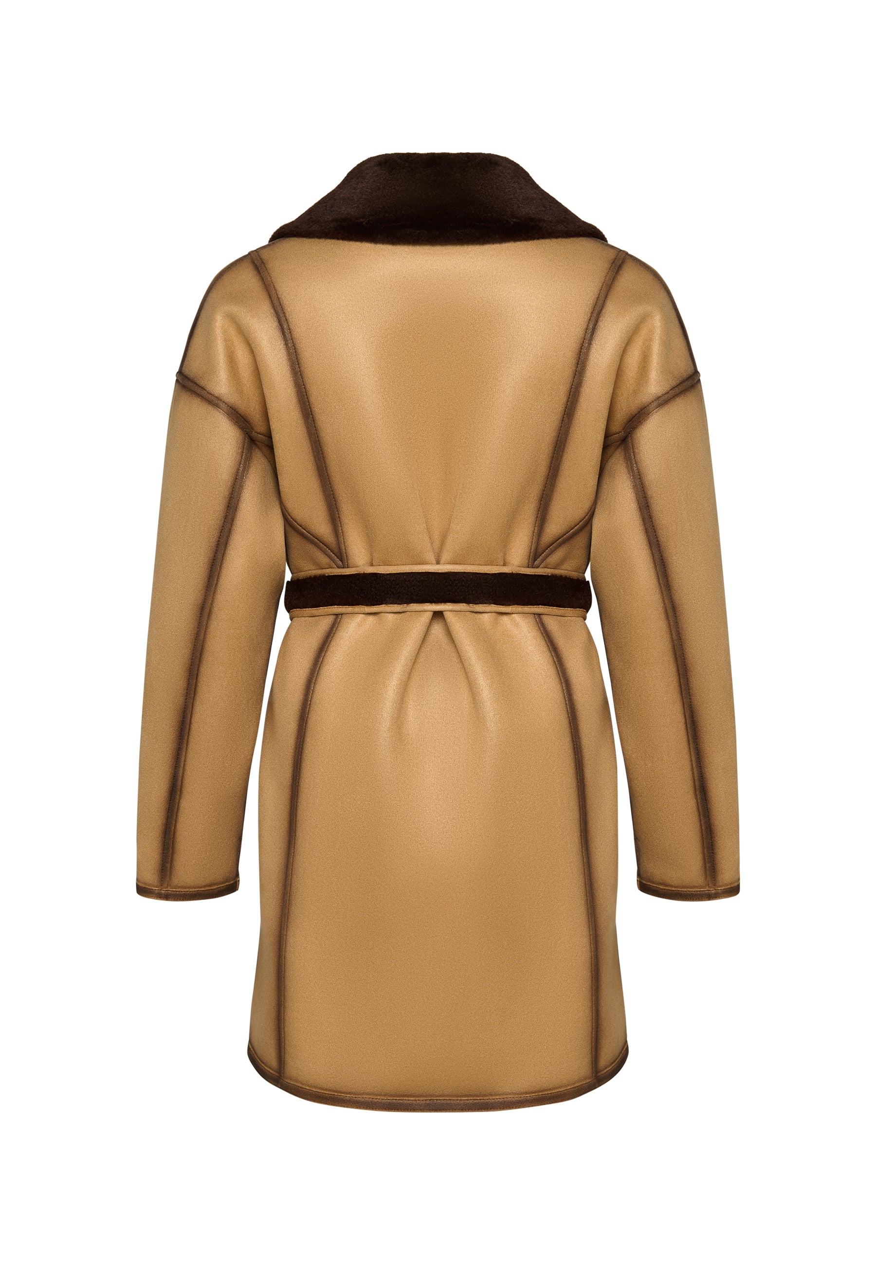 Faux Reversible Shearling Coat with Belt