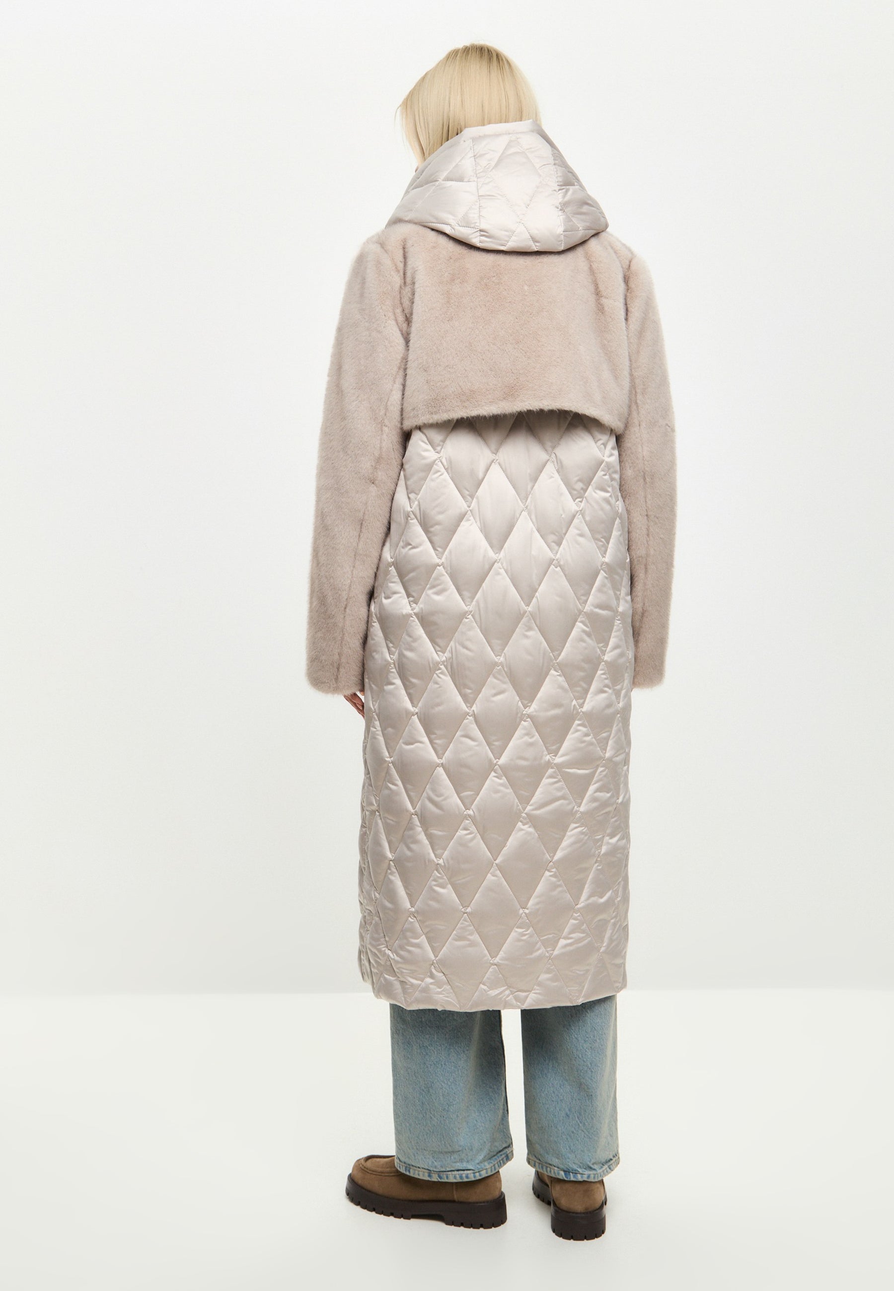 Quilted Faux Fur Pearl Coat for Women with Belt | Chic Winter Outerwear