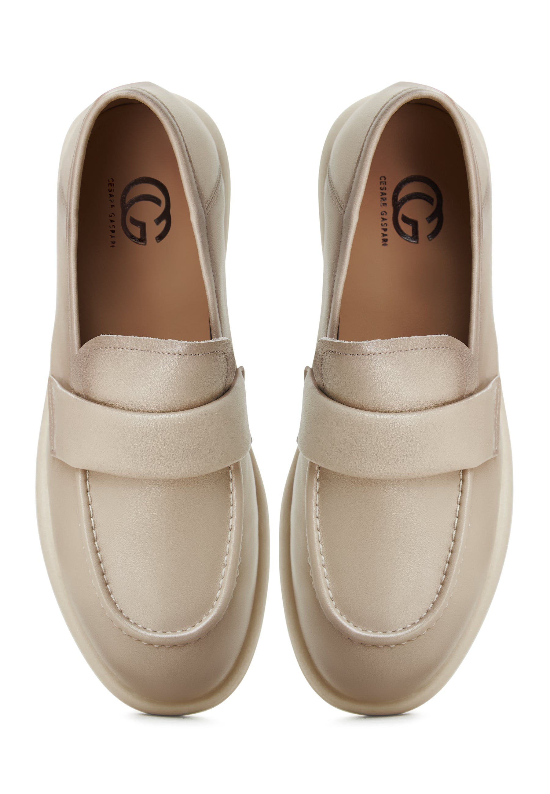 Block Heeled Loafers Stephanie  - Beige