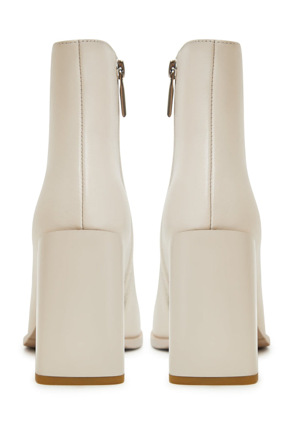 Klasyczne skórzane botki do kostki z blokowym obcasem