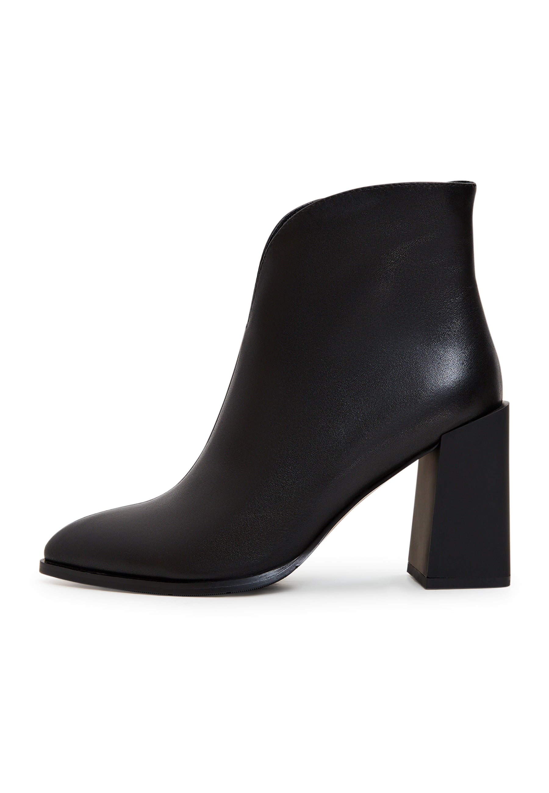 Leather chunky heel booties best sale