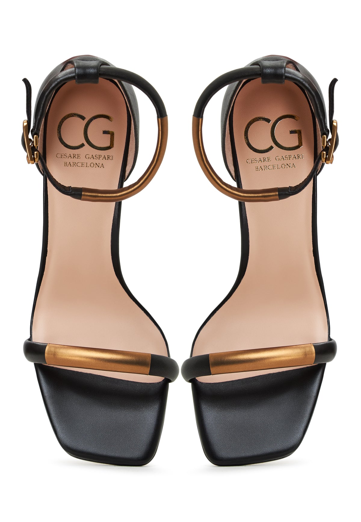 Stiletto High Heeled Sandals Martina - Black and Gold