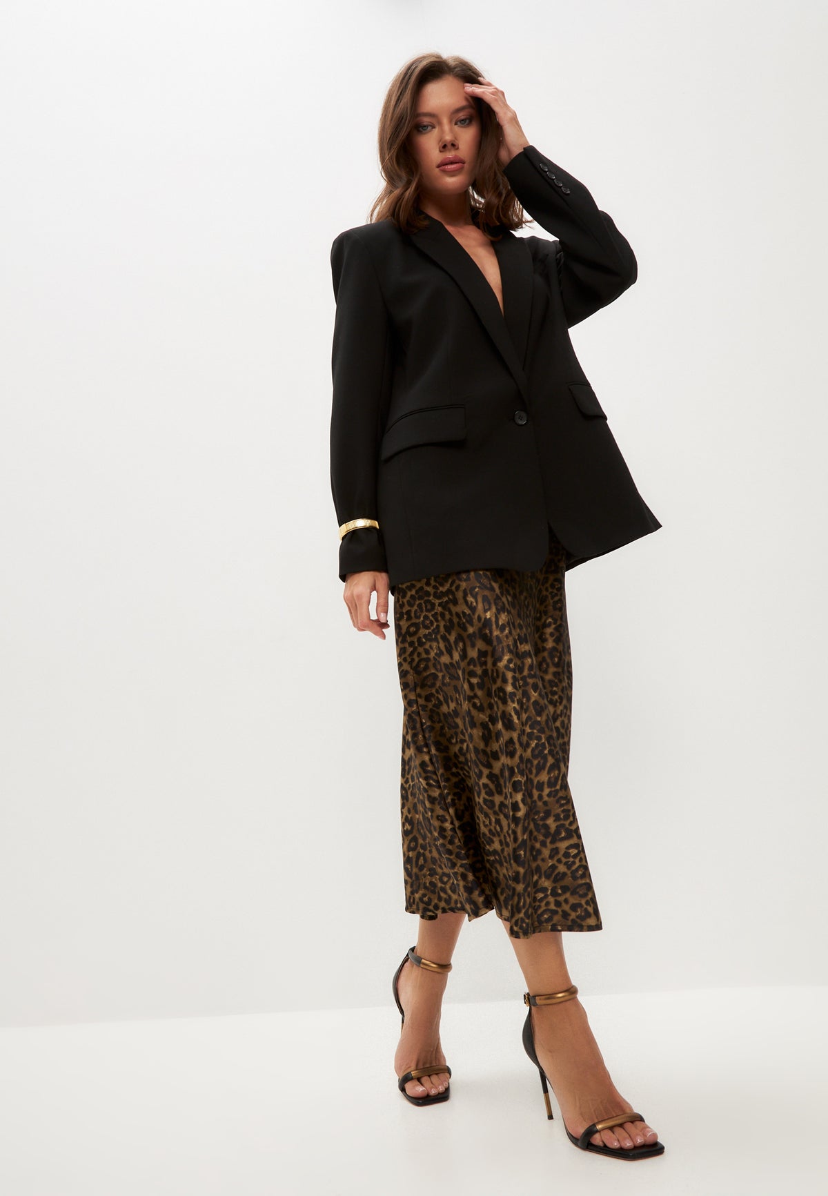 Stiletto High Heeled Sandals Martina - Black and Gold