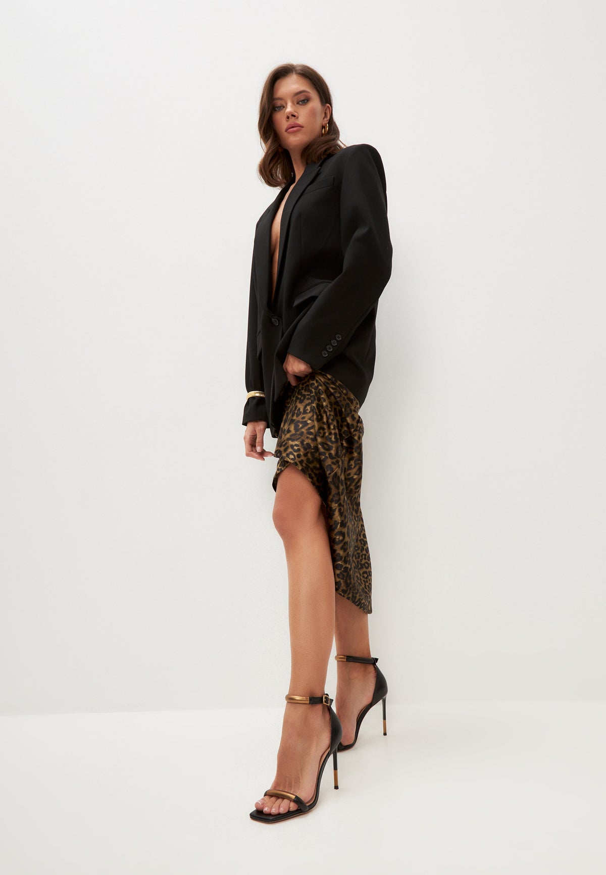 Stiletto High Heeled Sandals Martina - Black and Gold