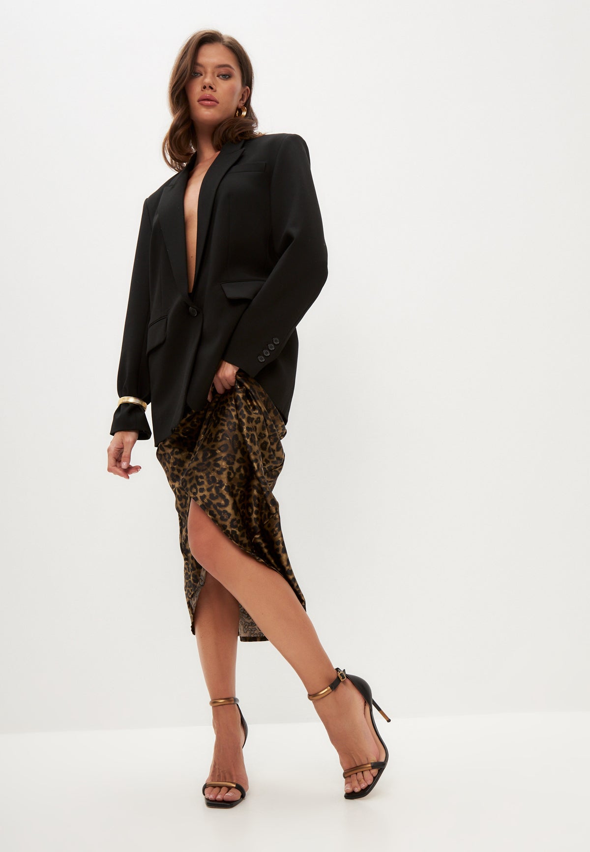 Stiletto High Heeled Sandals Martina - Black and Gold