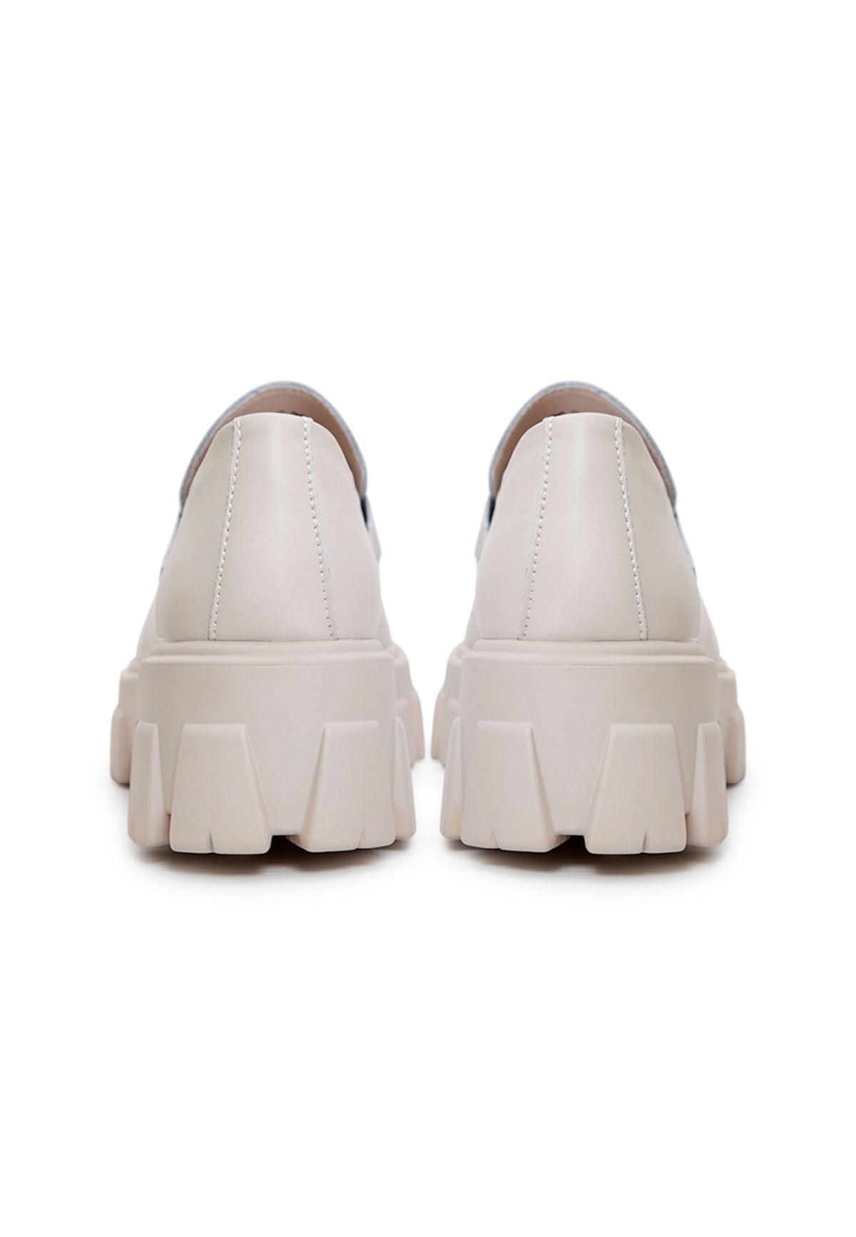 Chunky Leather Platform Loafers - Beige