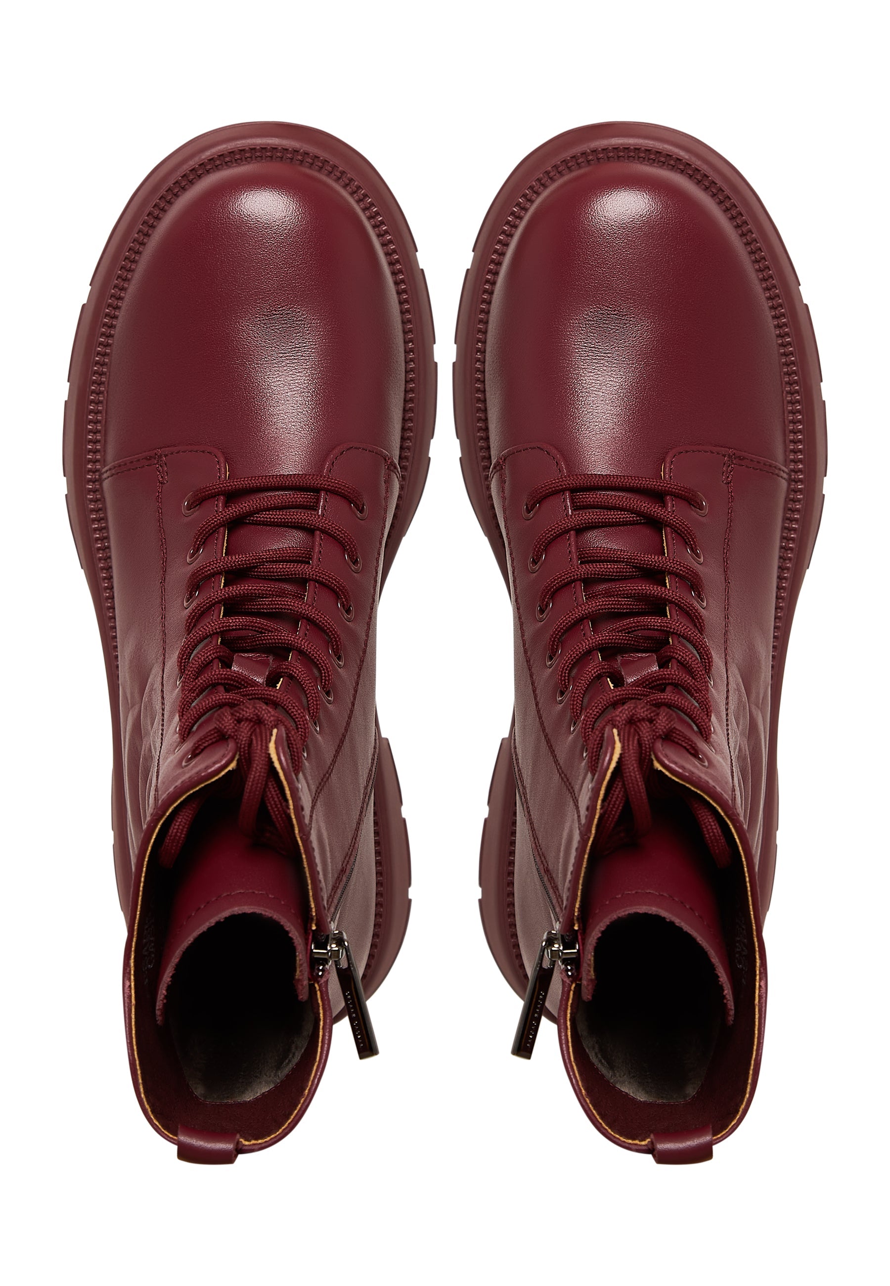 Leather Platform Ankle Boots - Bordeaux