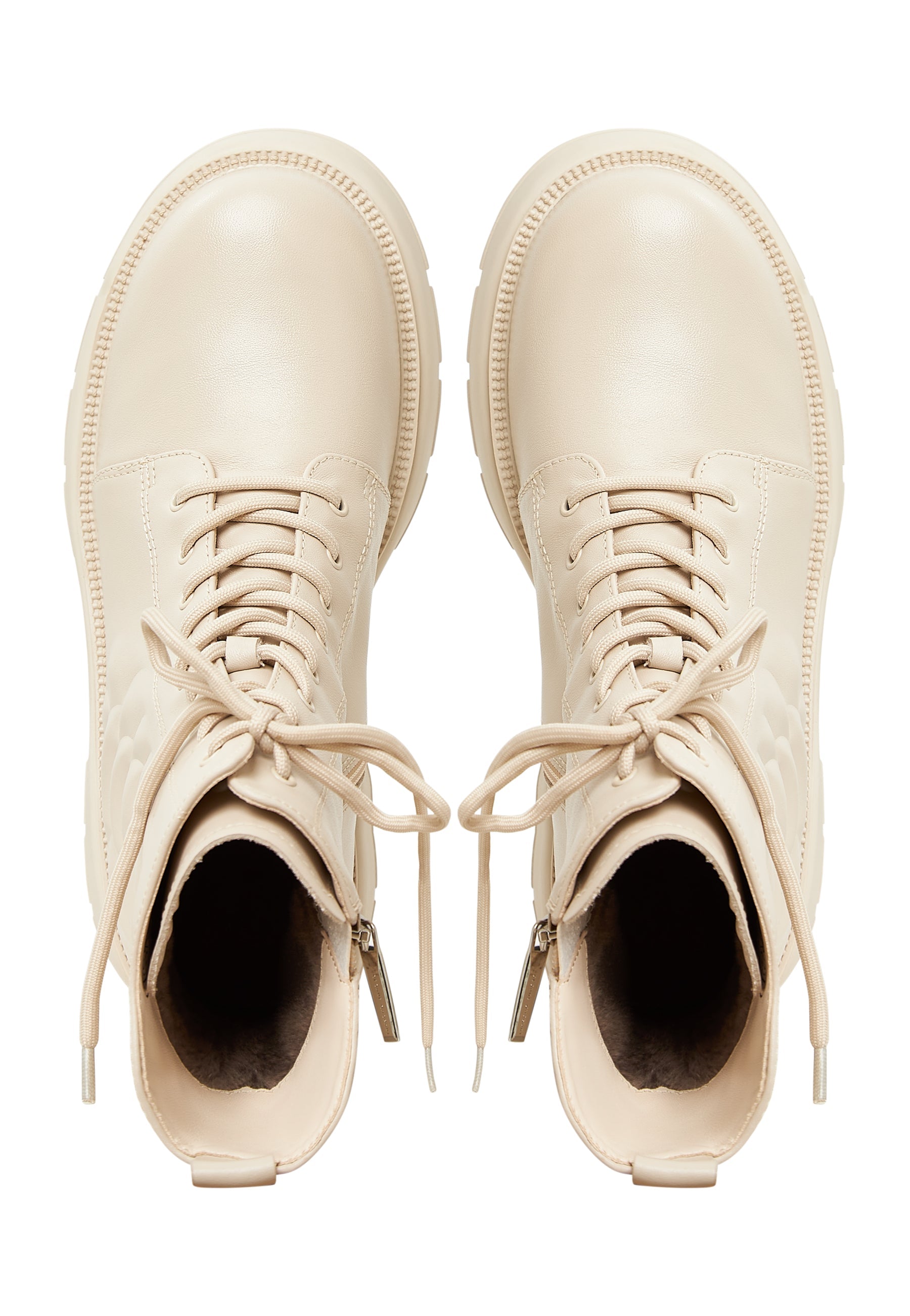 Leather Platform Ankle Boots - Ivory