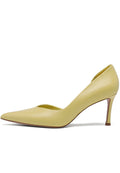 Pumps aus Leder mit spitzer Kappe – Gelb
