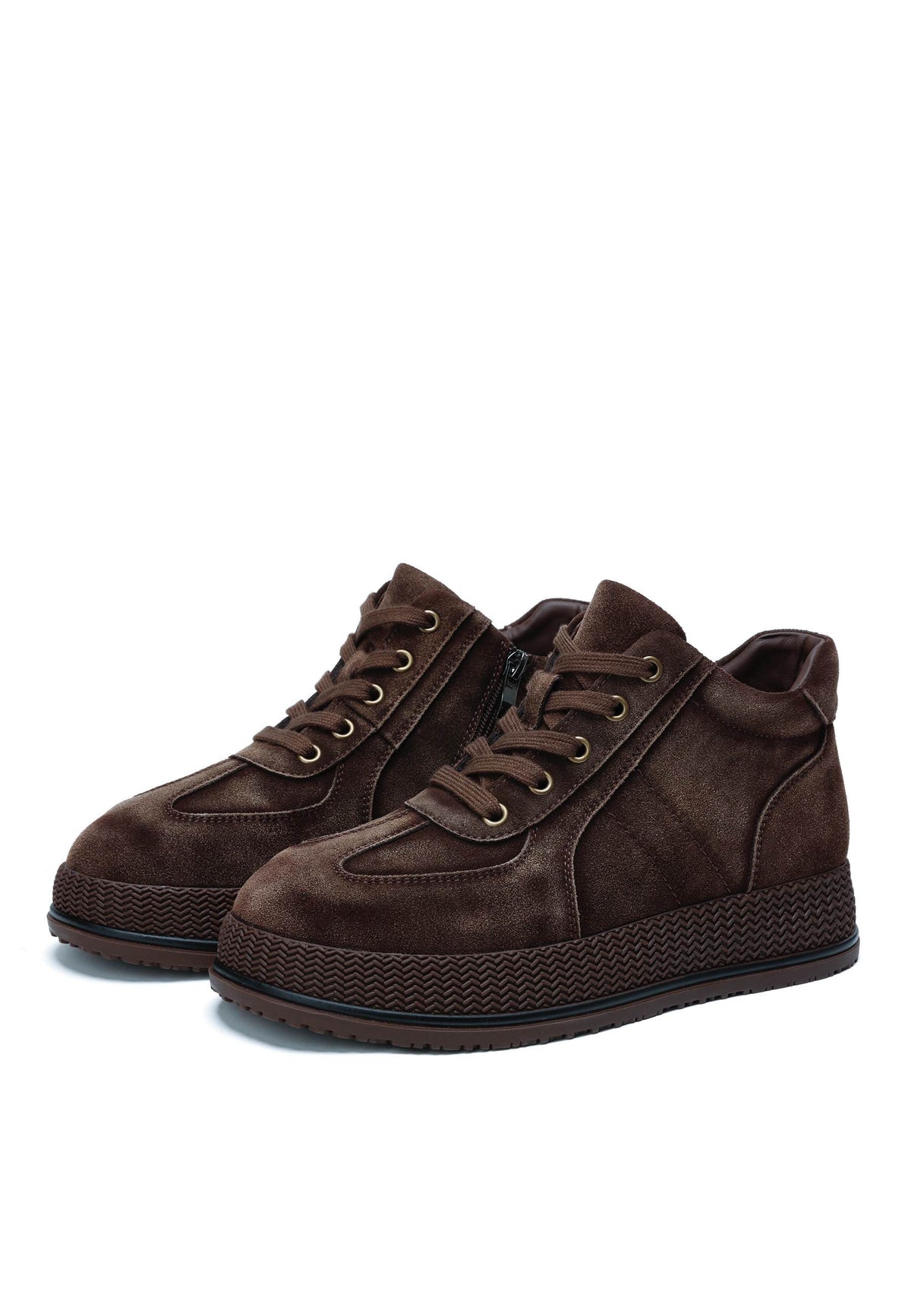Ténis Mode em camurça com plataforma – castanho