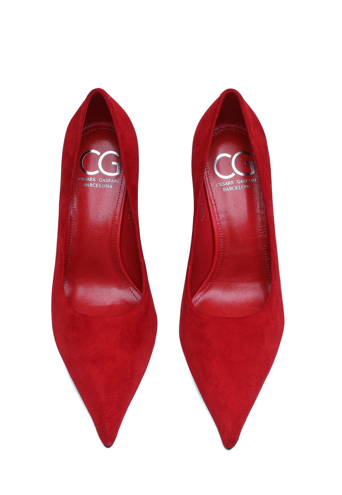 Zapatos de salón de piel con punta – Rojo