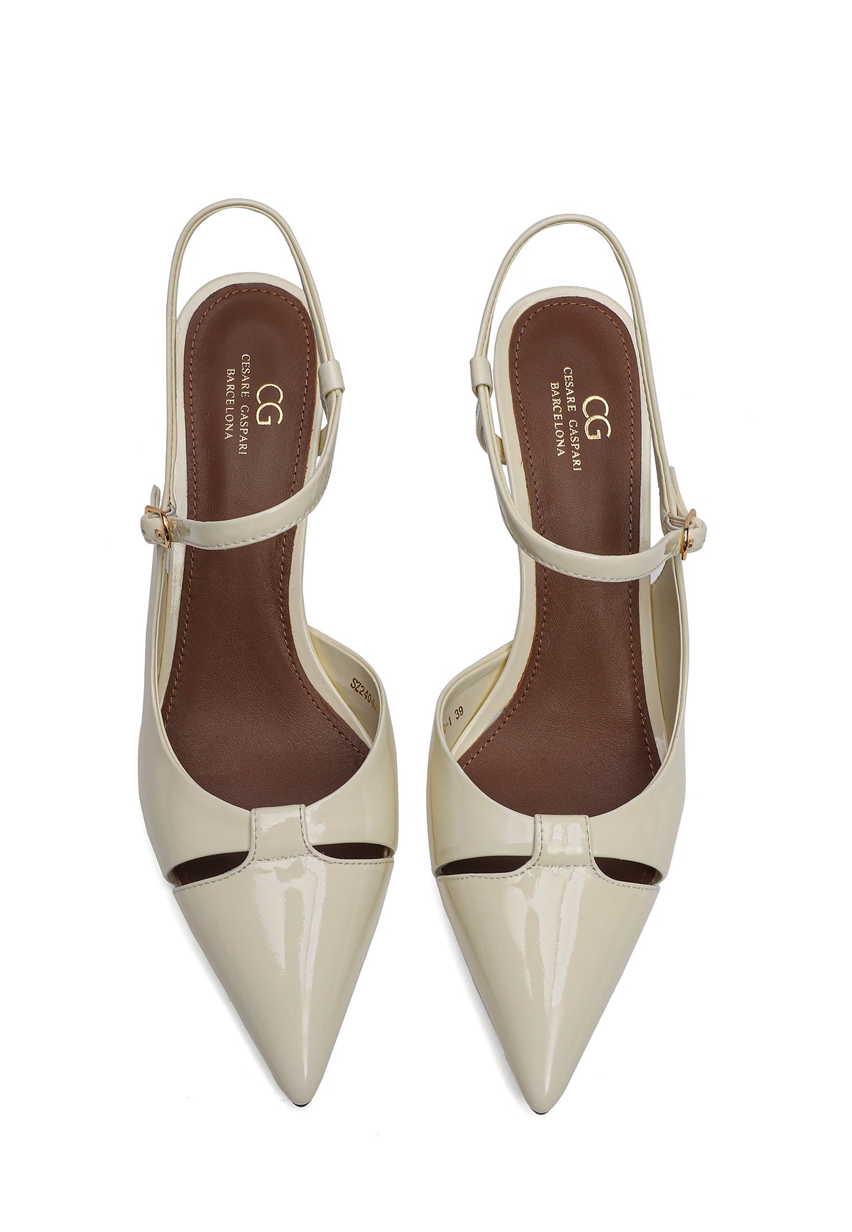 Zapatos slingback de piel con punta y tacón – Milky