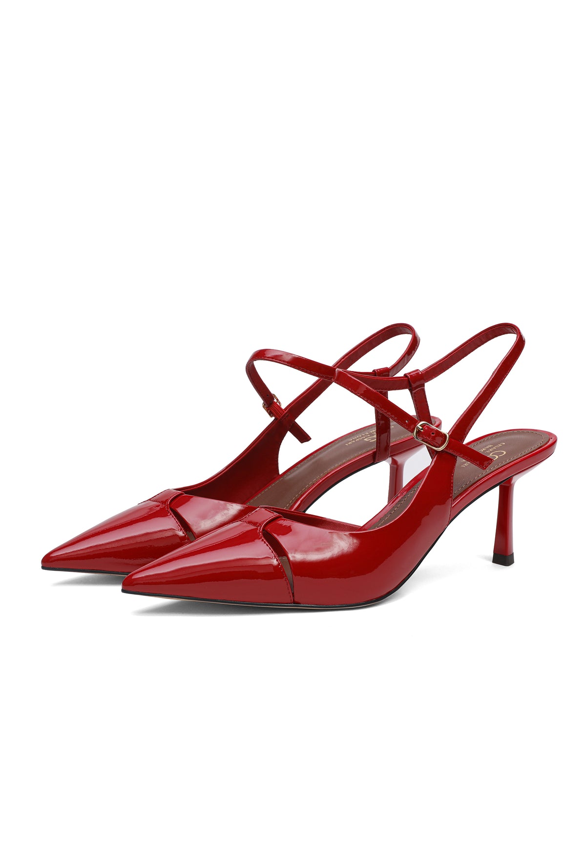 Zapatos slingback de piel con punta – Rojo