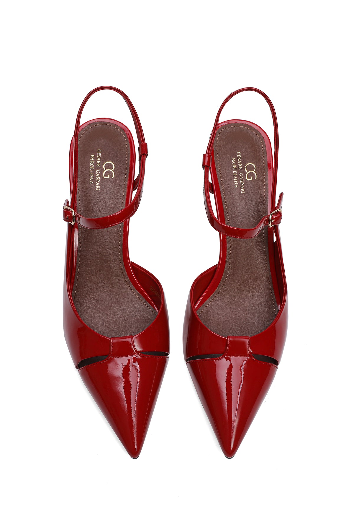 Zapatos slingback de piel con punta – Rojo